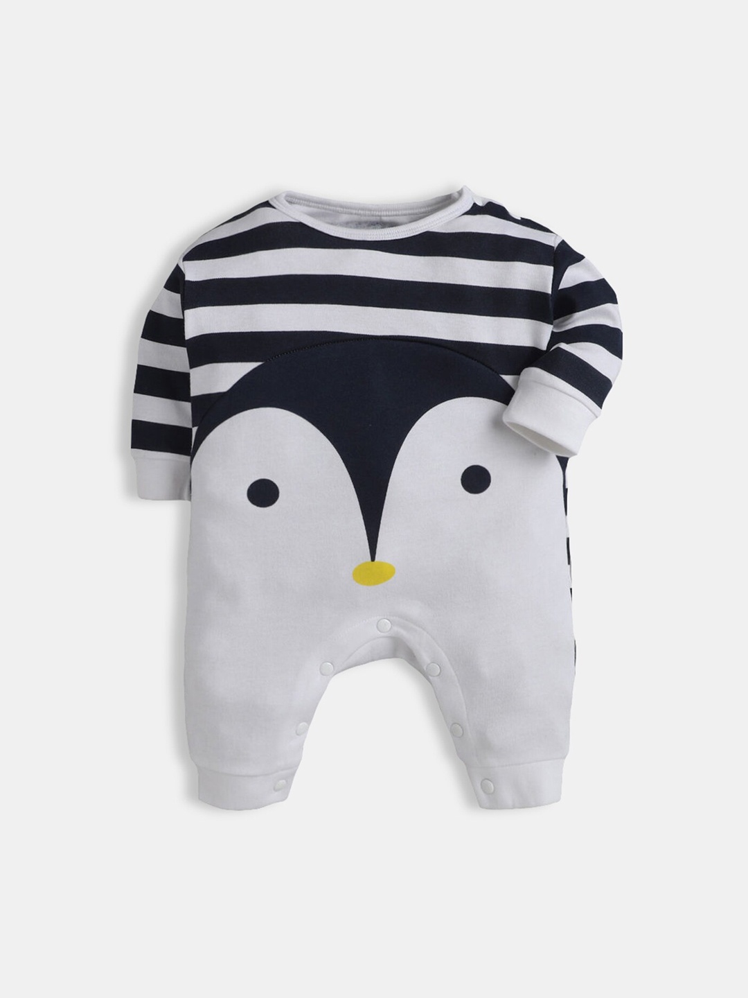 

Hopscotch Kids Boys Navy Blue & White Printed Pure Cotton Romper