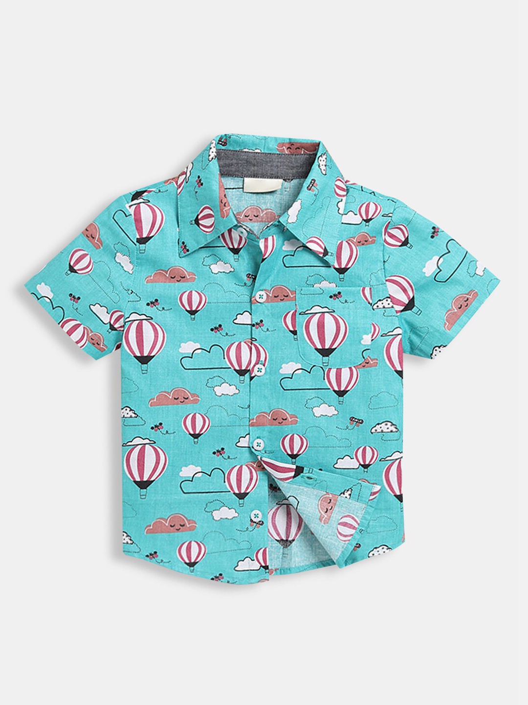 

Hopscotch Boys Sea Green Printed Casual Shirt