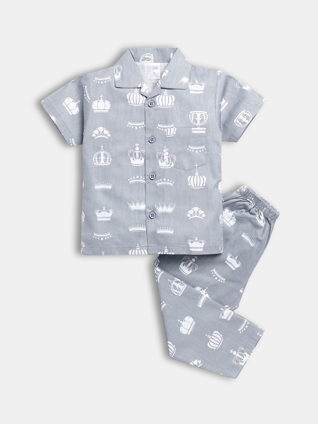 

Hopscotch Boys Grey & White Printed Night suit 1165839