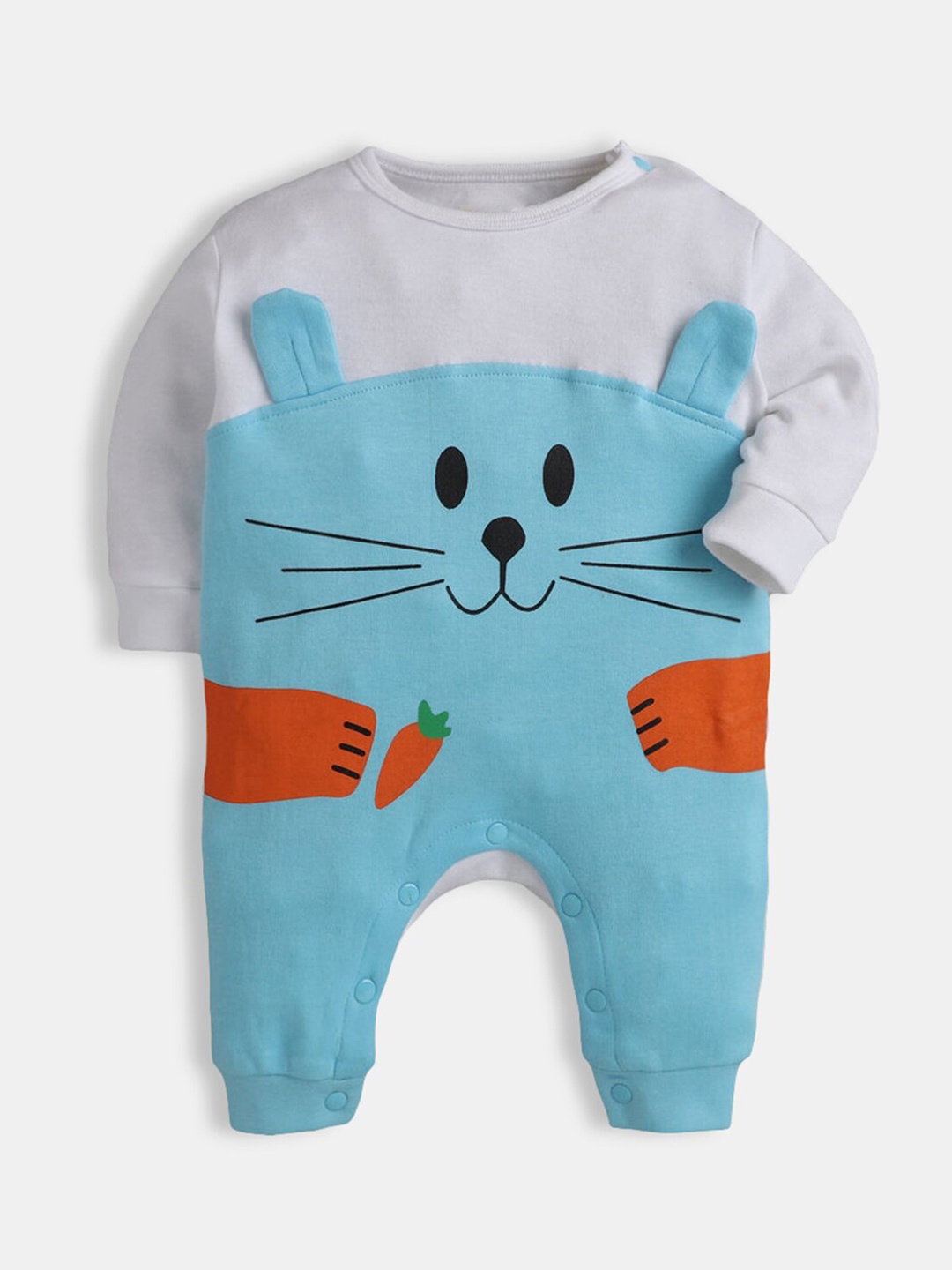 

Hopscotch Boys Blue Animal Printed Cotton Romper