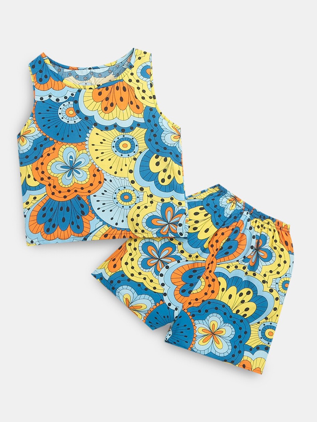 

Hopscotch Boys Red & Orange Printed Night suit, Multi