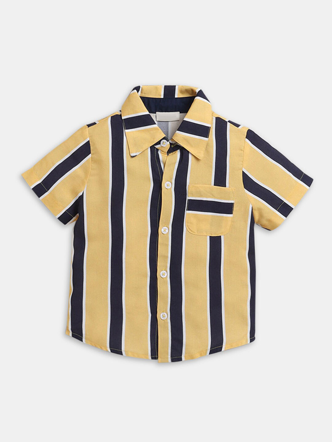 

Hopscotch Boys Yellow & Black Stripes Striped Casual Shirt