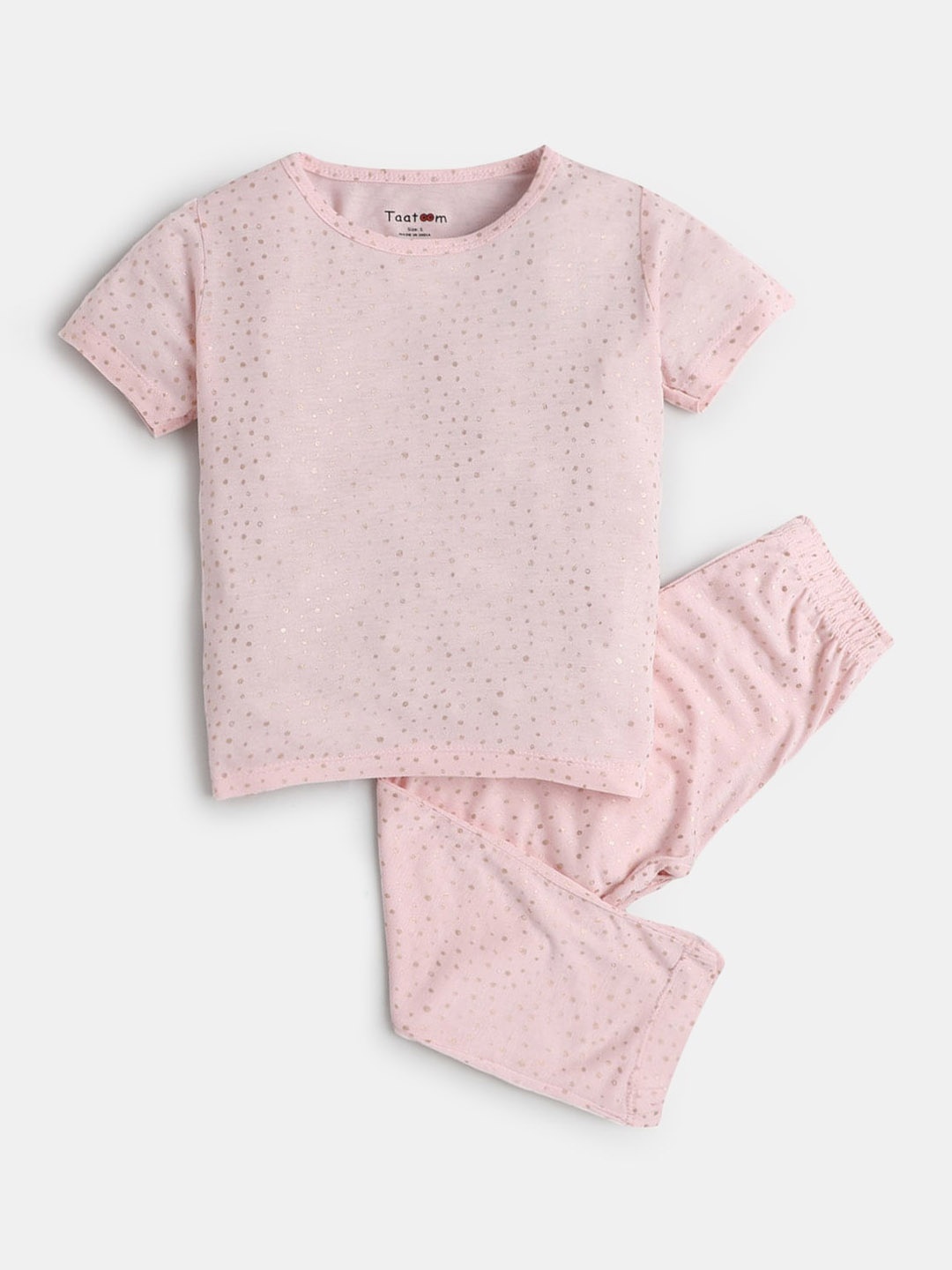 

Hopscotch Girls Pink Printed Pure Cotton Night suit