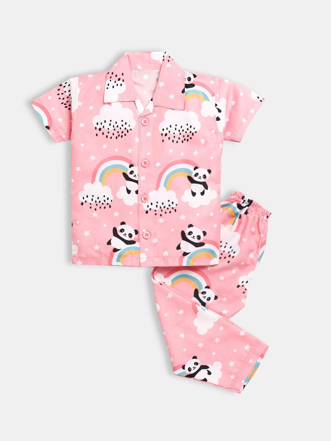 

Hopscotch Boys Pink & White Printed Night suit