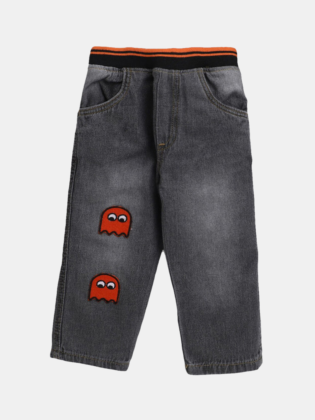 

Hopscotch Boys Grey Straight Fit Stretchable Jeans