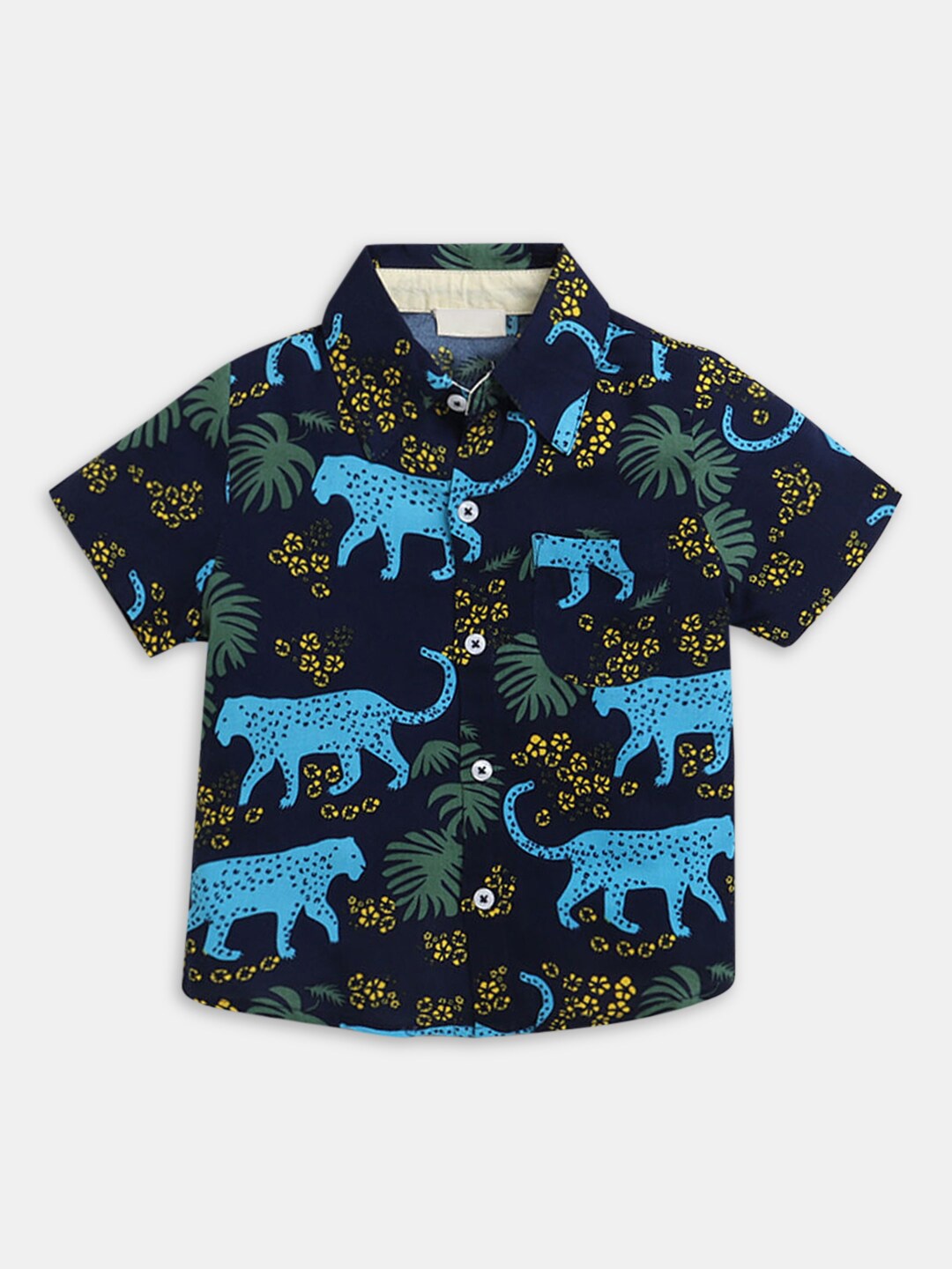 

Hopscotch Boys Navy Blue Printed Casual Shirt