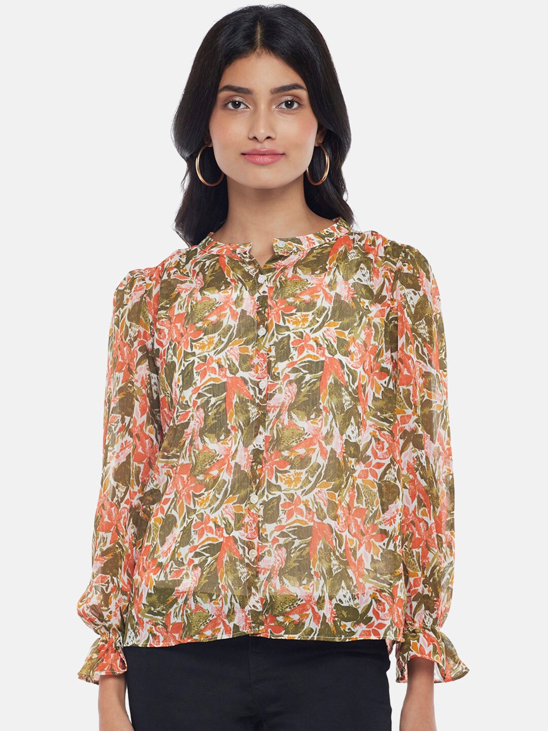 

Honey by Pantaloons Womens Cream-Coloured Floral Print Top