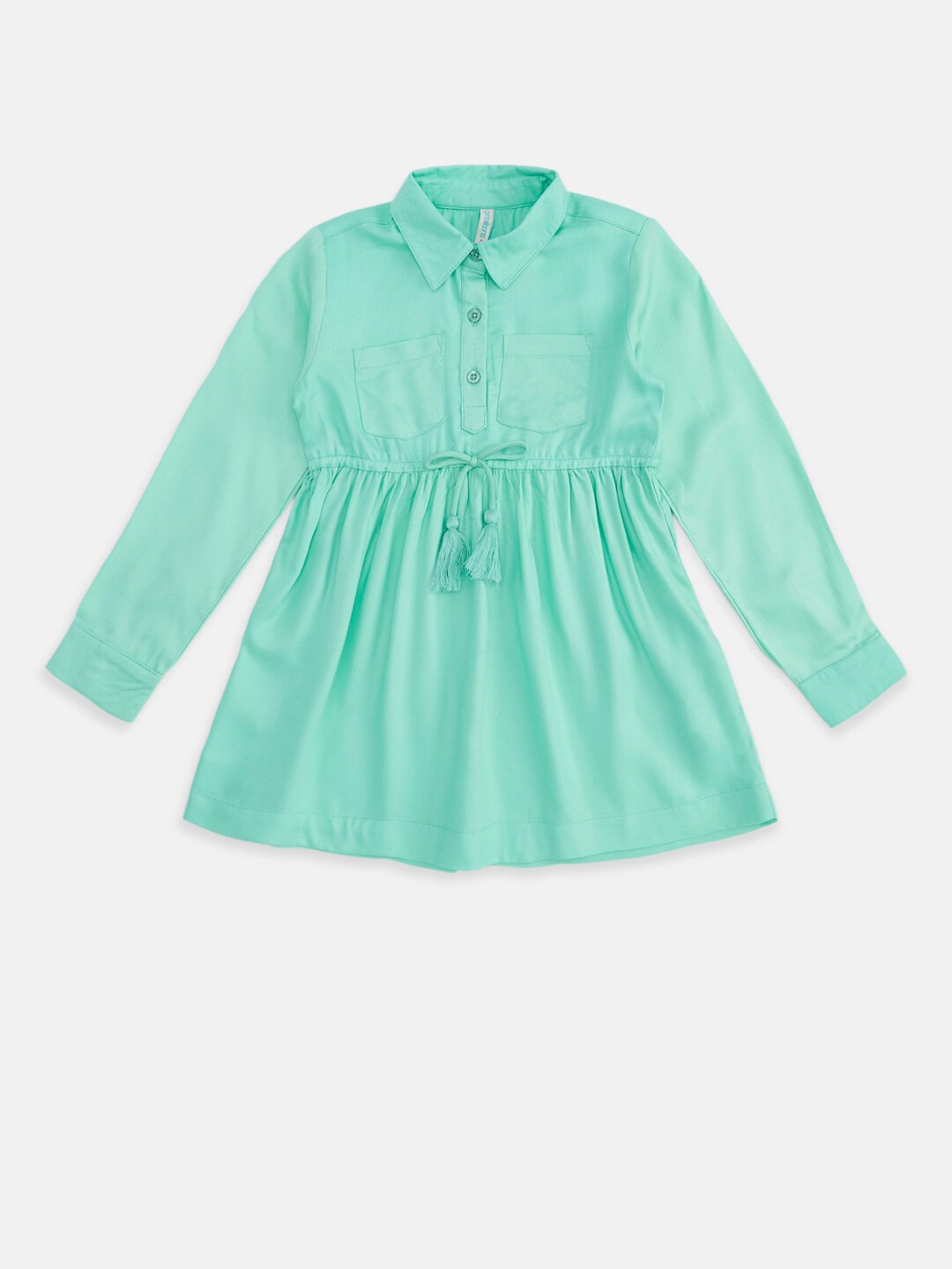 

Pantaloons Junior Girls Green Solid Pure Cotton Empire Top