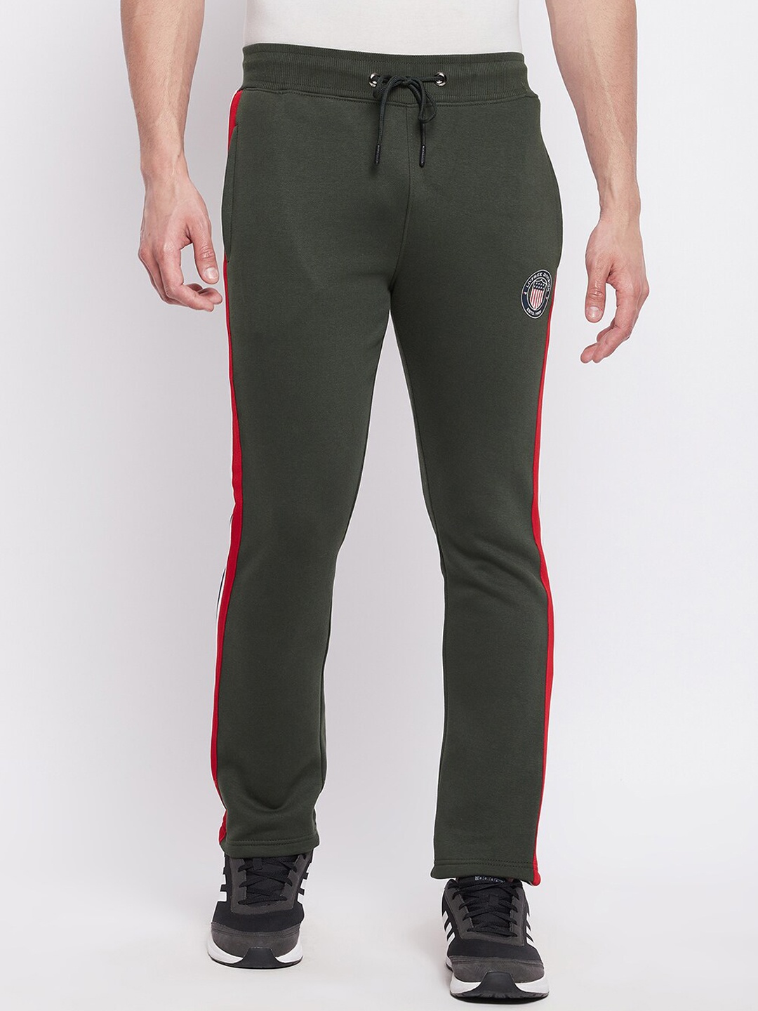 

NEVA Men Olive Green Solid Mid-Rise Lounge Pants