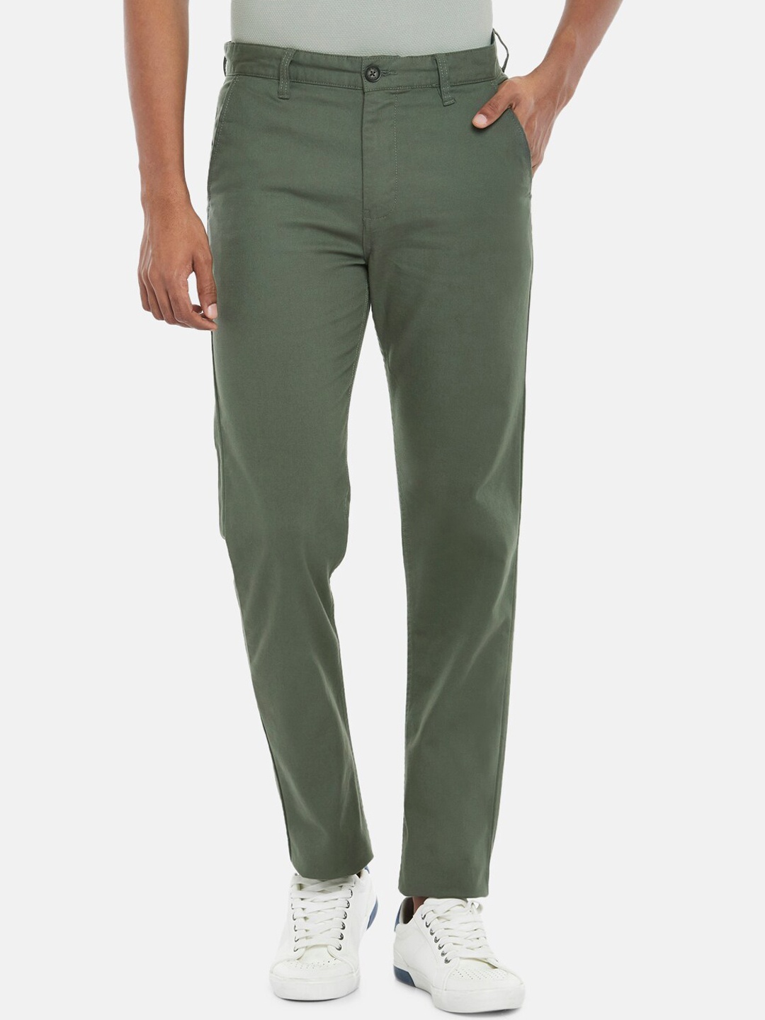 

BYFORD by Pantaloons Men Green Mid-Rise Trousers