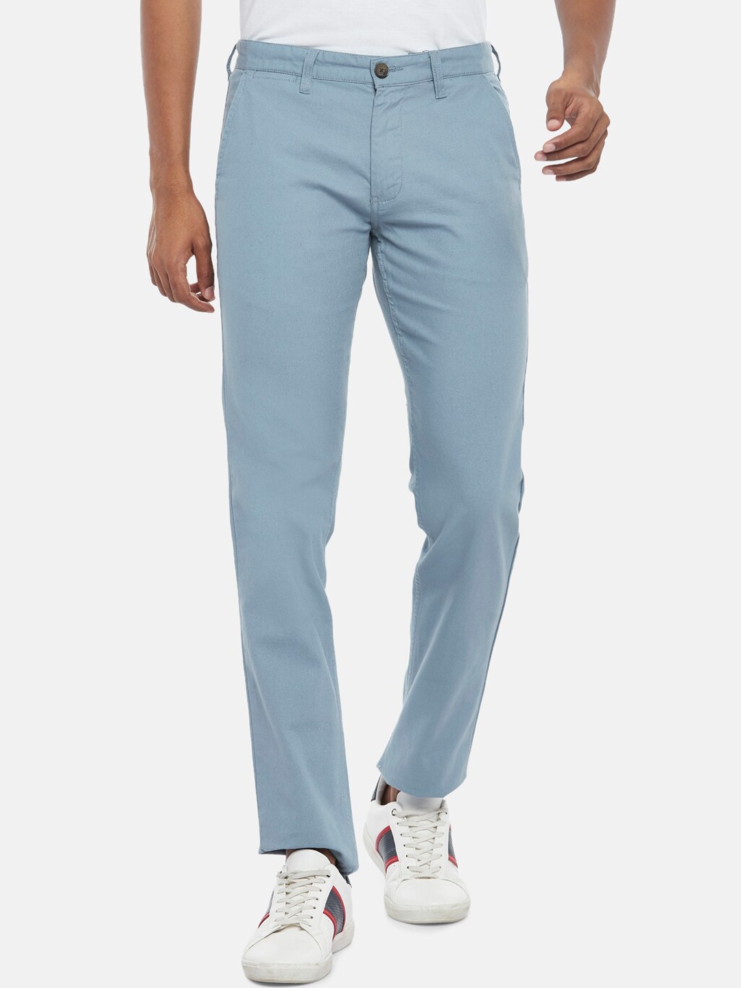 

BYFORD by Pantaloons Men Blue Slim Fit Low-Rise Trousers