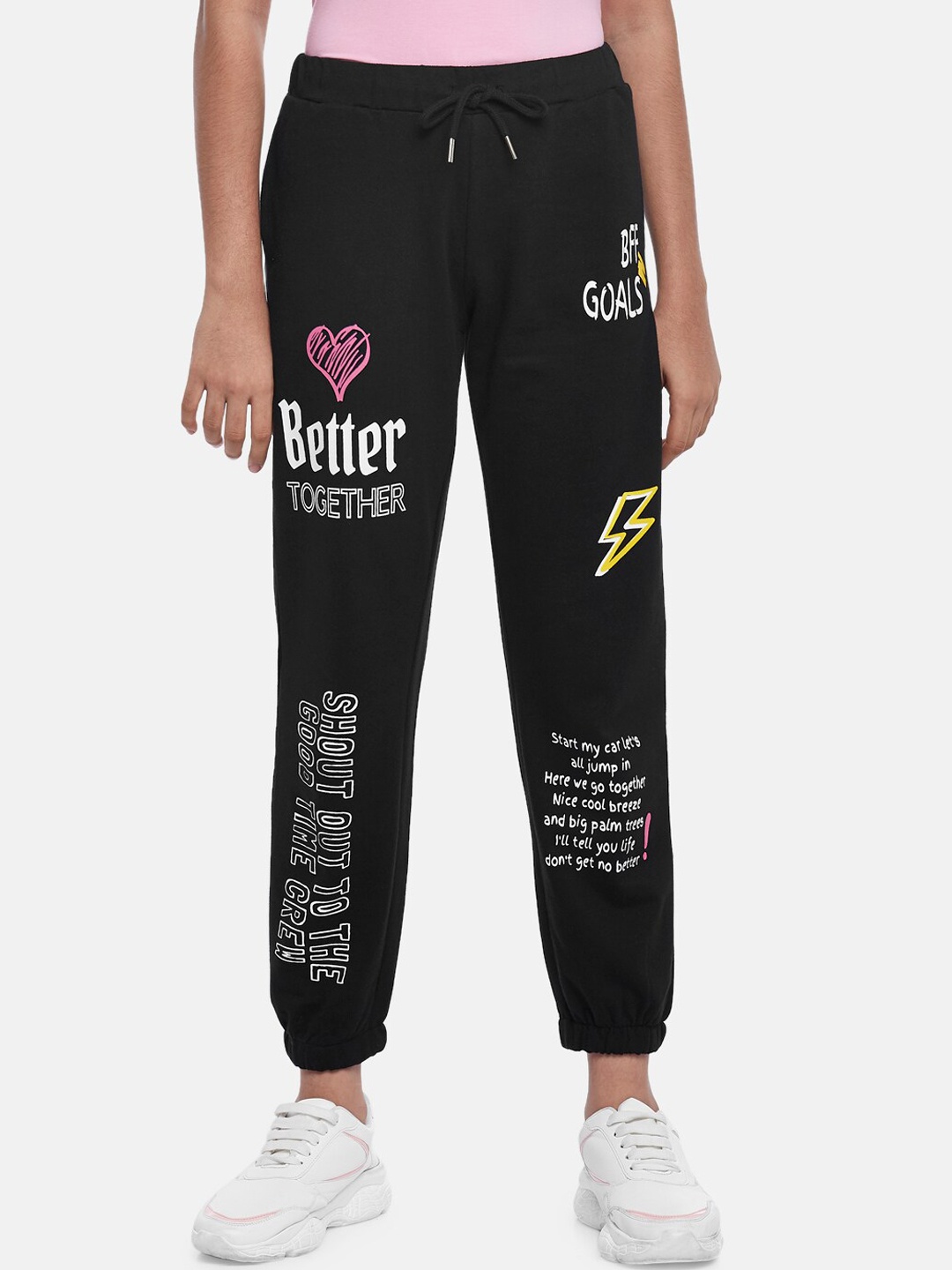 

Coolsters by Pantaloons Girls Black Printed Joggers Trousers