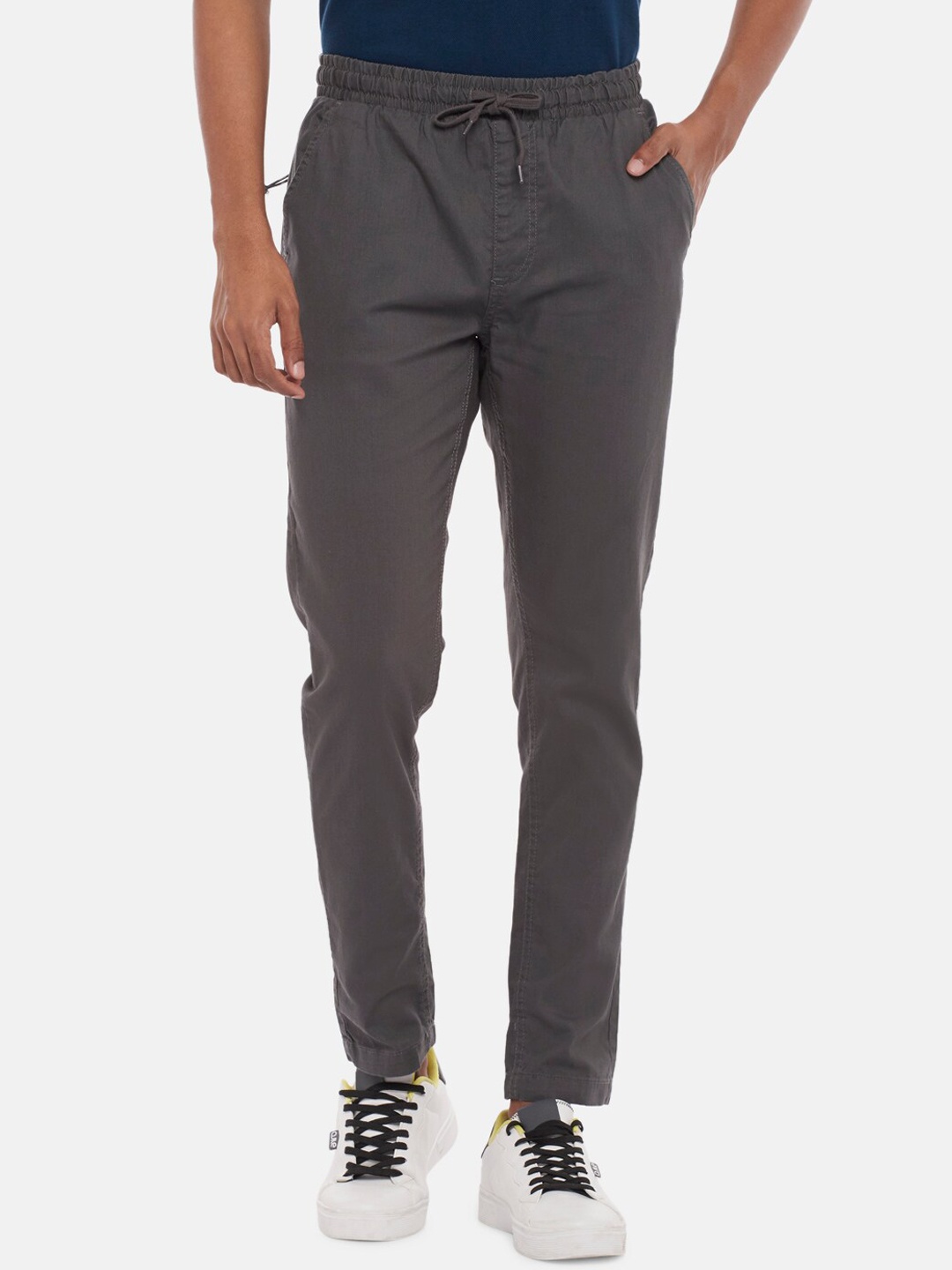 

Urban Ranger by pantaloons Men Grey Slim Fit Trousers