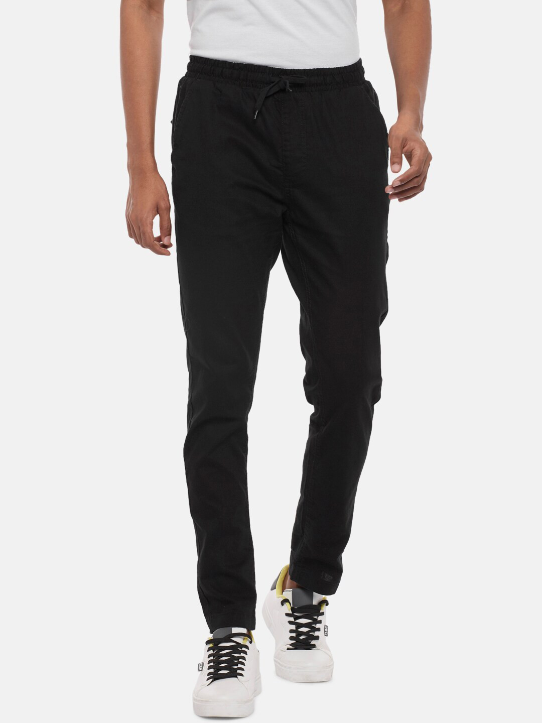 

Urban Ranger by pantaloons Men Black Slim Fit Joggers Trousers