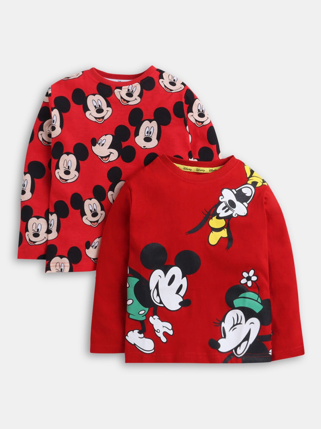 

Hopscotch Pack of 2 Boys Red Mickey Mouse & Friends Printed Cotton T-shirt