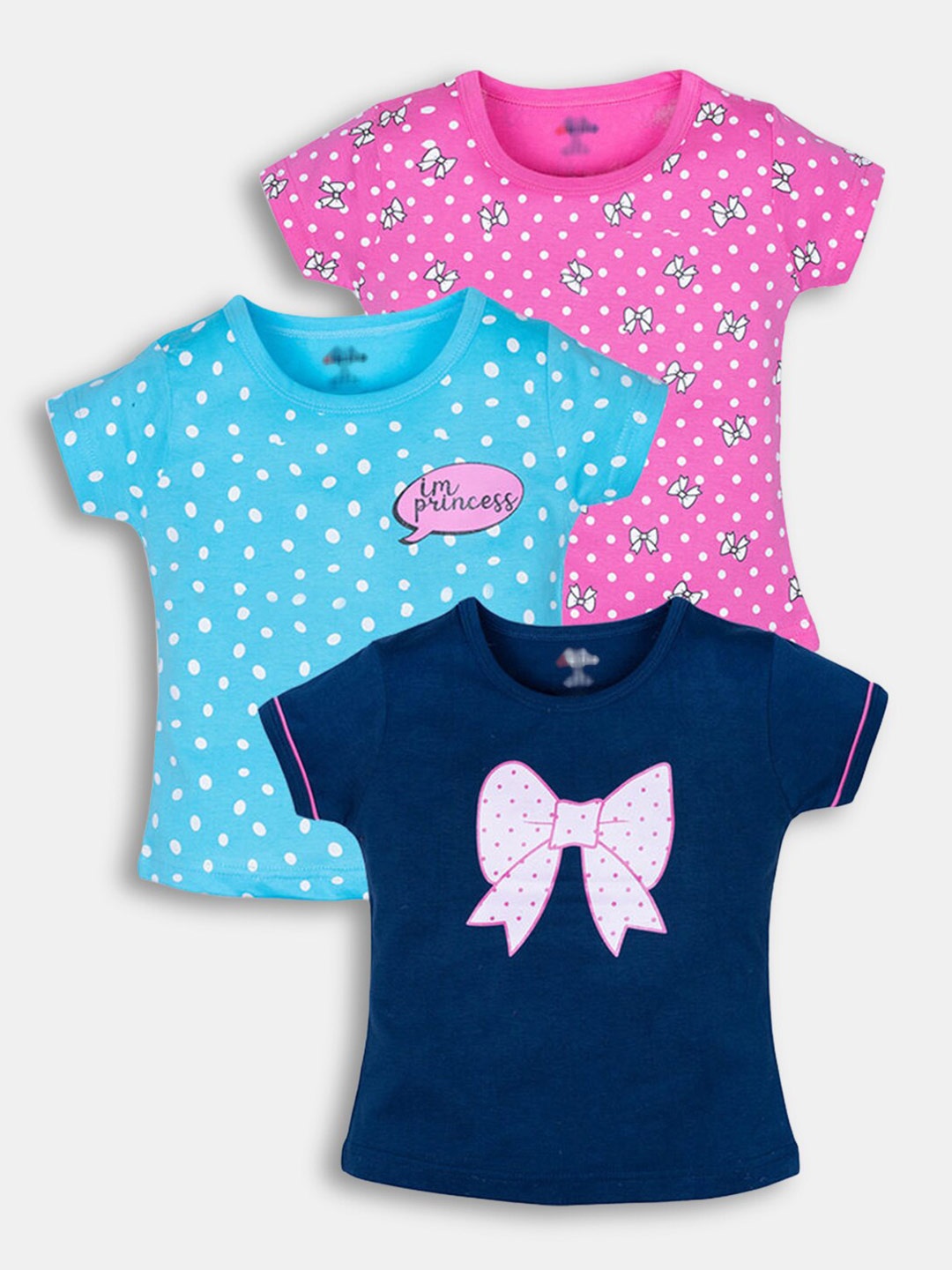 

Hopscotch Girls Blue & Pink 3 Printed T-shirt