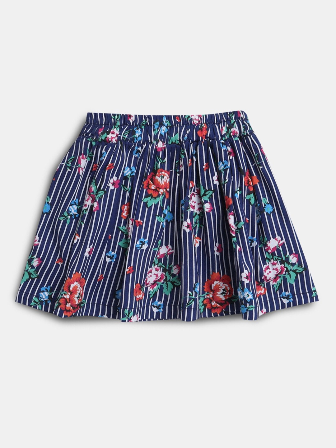 

Hopscotch Girls Blue Printed Above-Knee Skirt