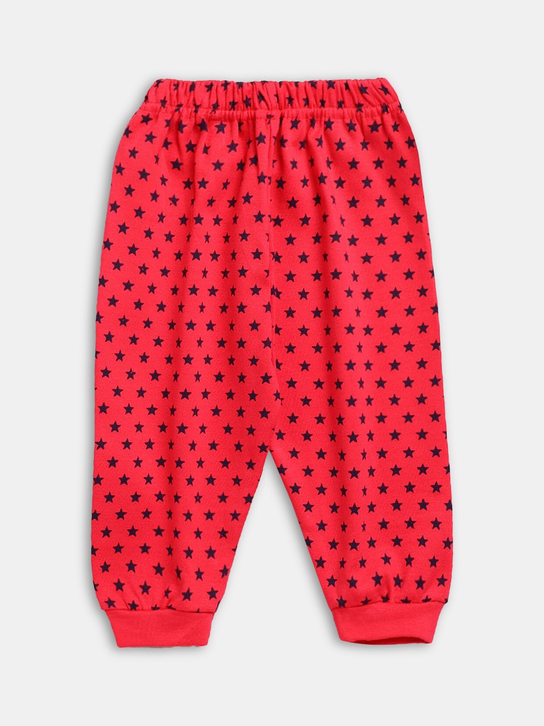 

Hopscotch Infant Boys Red & Blue All Over Printed Pure-Cotton Joggers