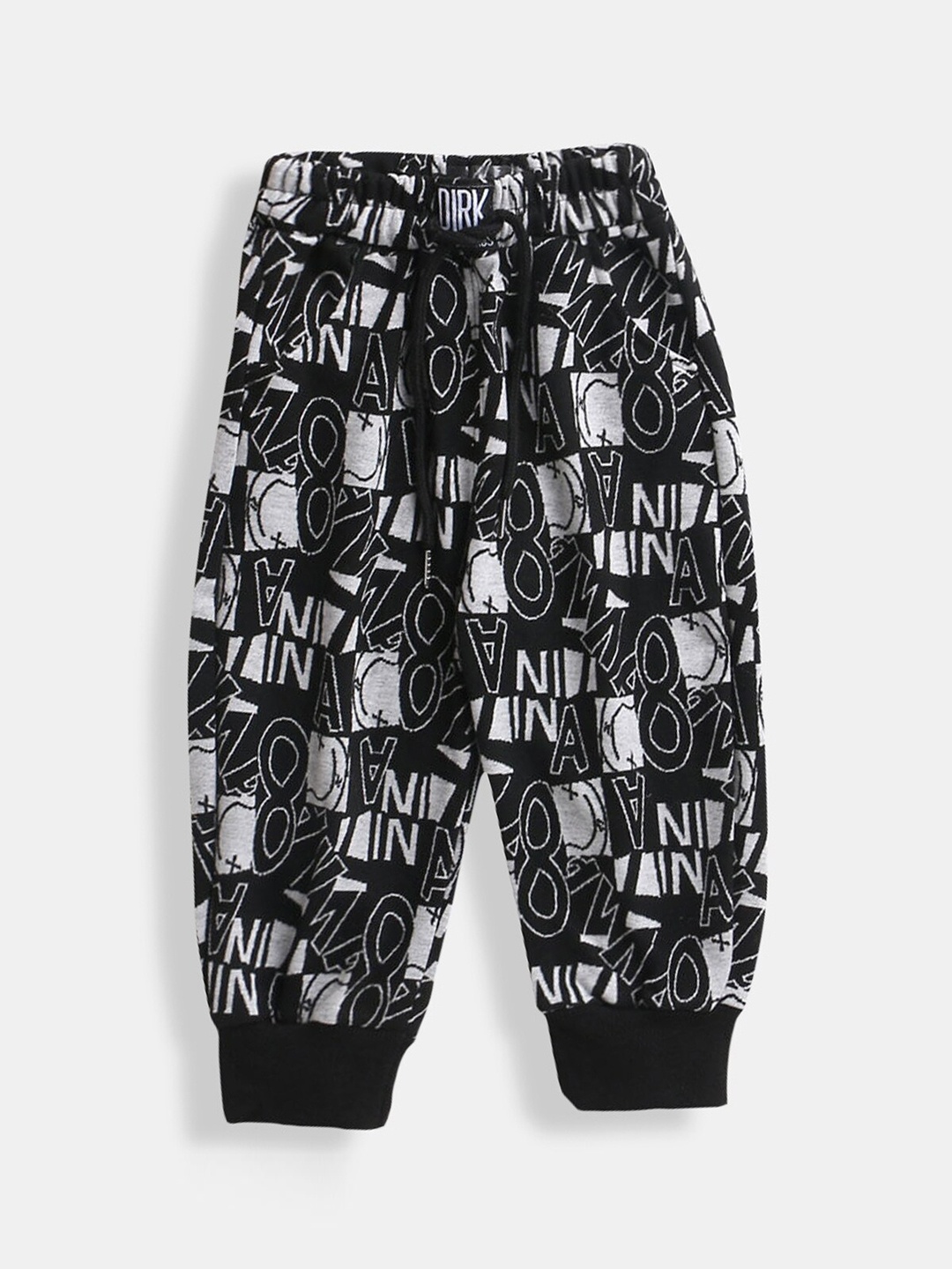 

Hopscotch Boys Black Printed Joggers