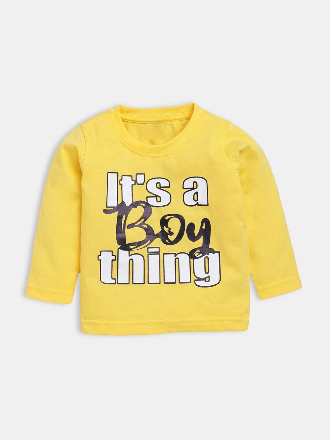 

Hopscotch Boys Yellow & White Typography Printed T-shirt