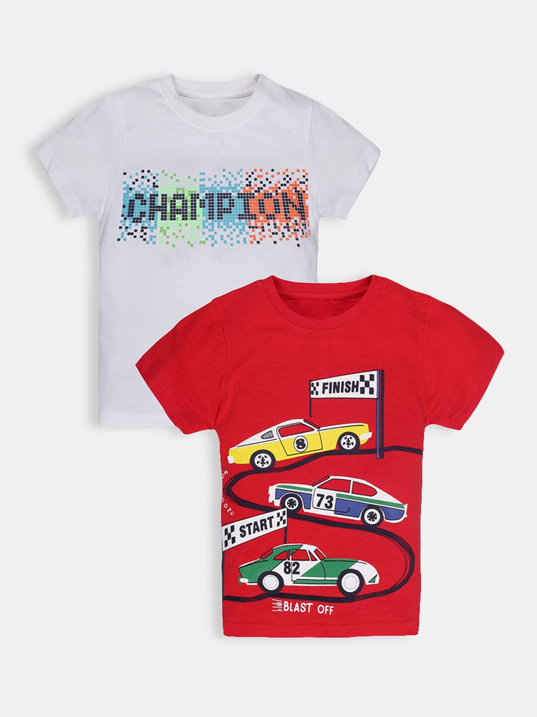 

Hopscotch Pack Of 2 Boys Red Printed & White T-shirt