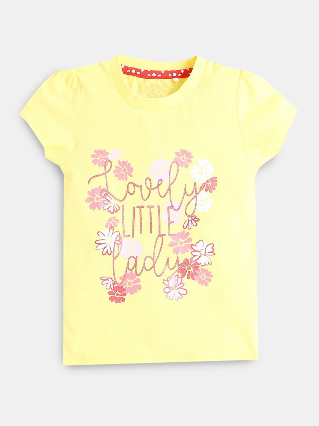 

Hopscotch Girls Yellow & White Floral Printed T-shirt