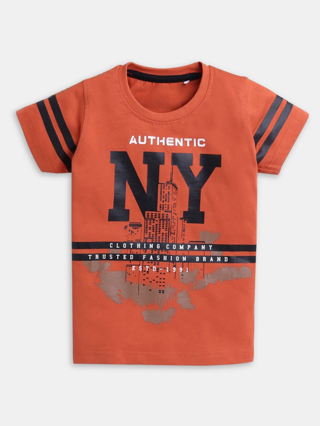 

Hopscotch Boys Brown Graphic Print T-shirt