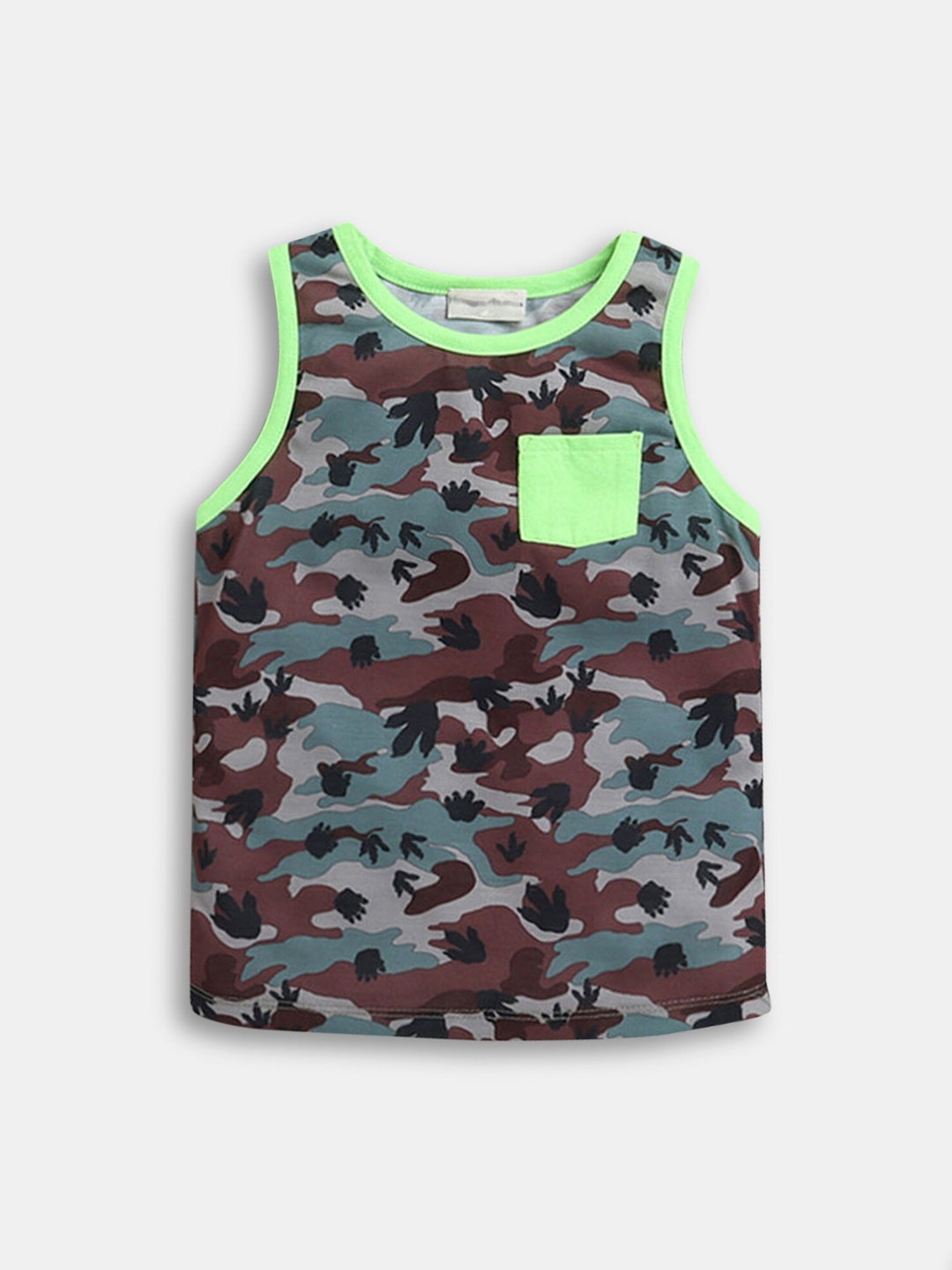 

Hopscotch Boys Brown & Grey Camouflage Printed Innerwear Vests