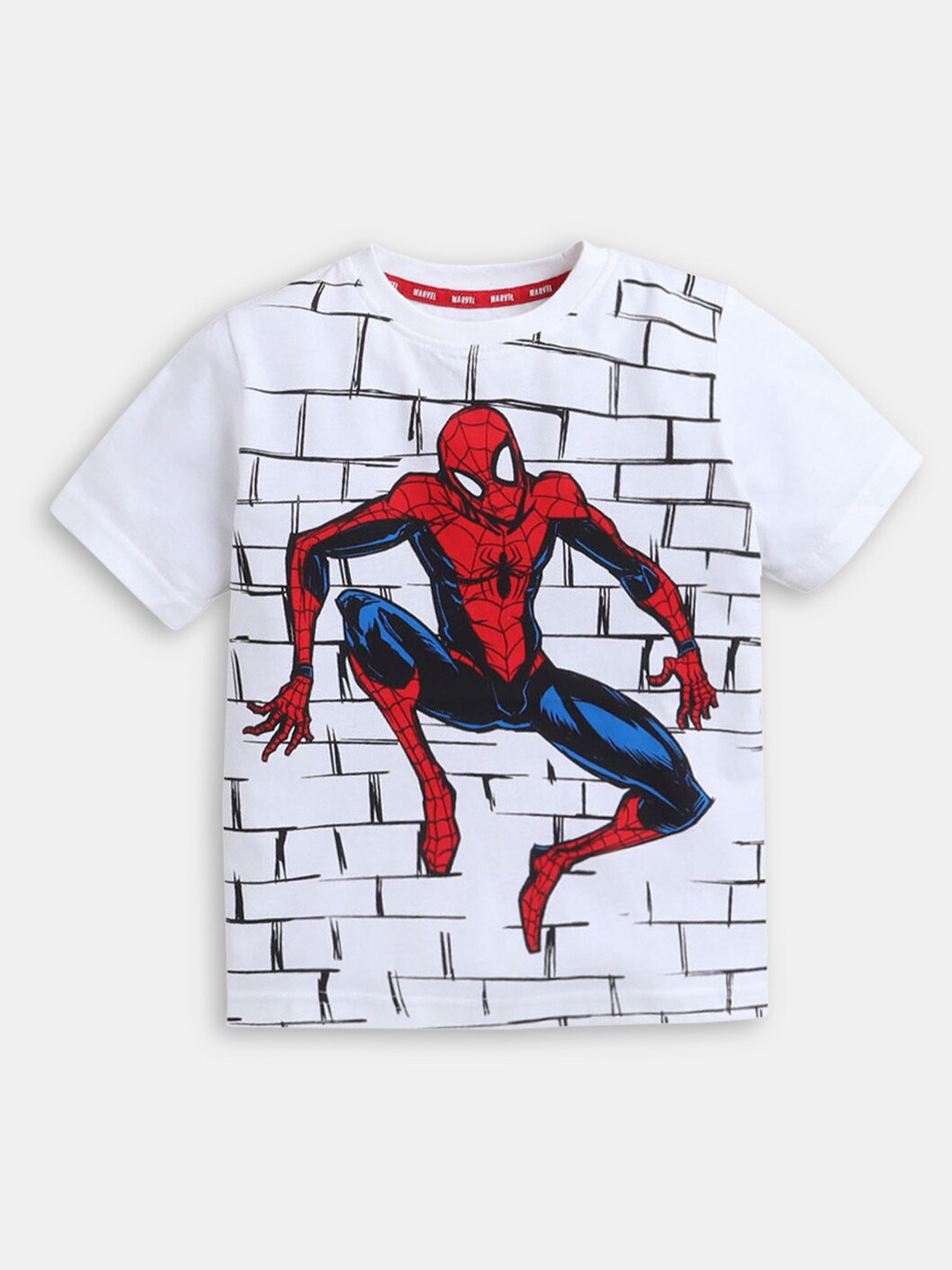 

Hopscotch Boys White & Red Spiderman Printed Cotton T-shirt