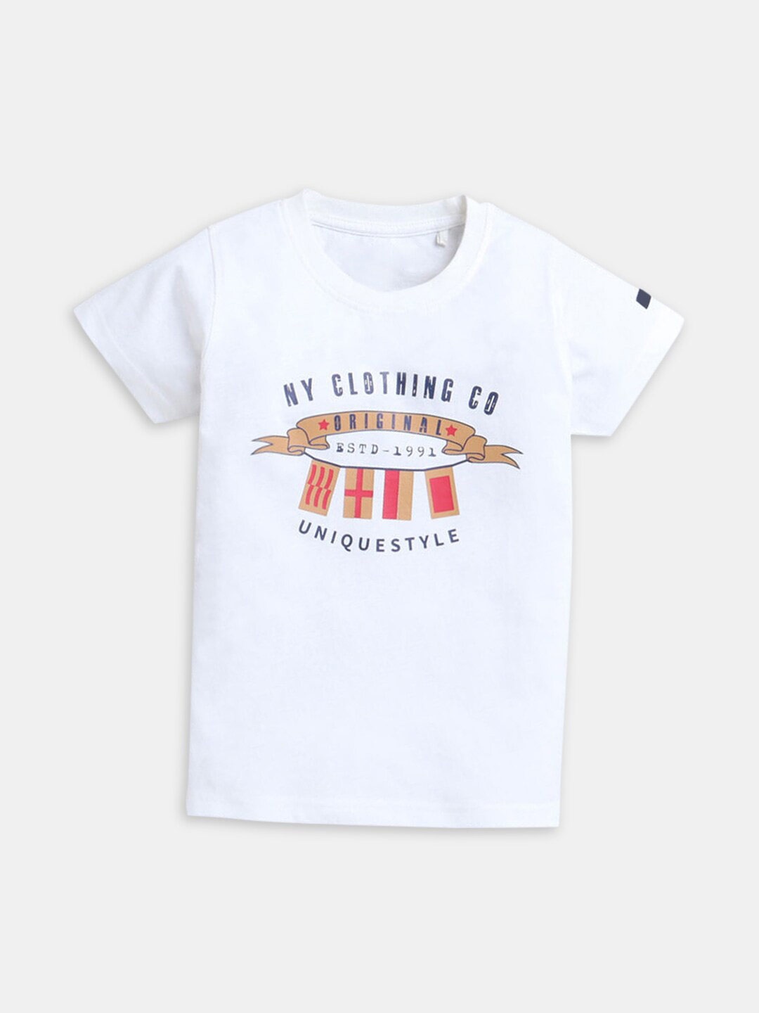 

Hopscotch Boys White Typography Printed T-shirt