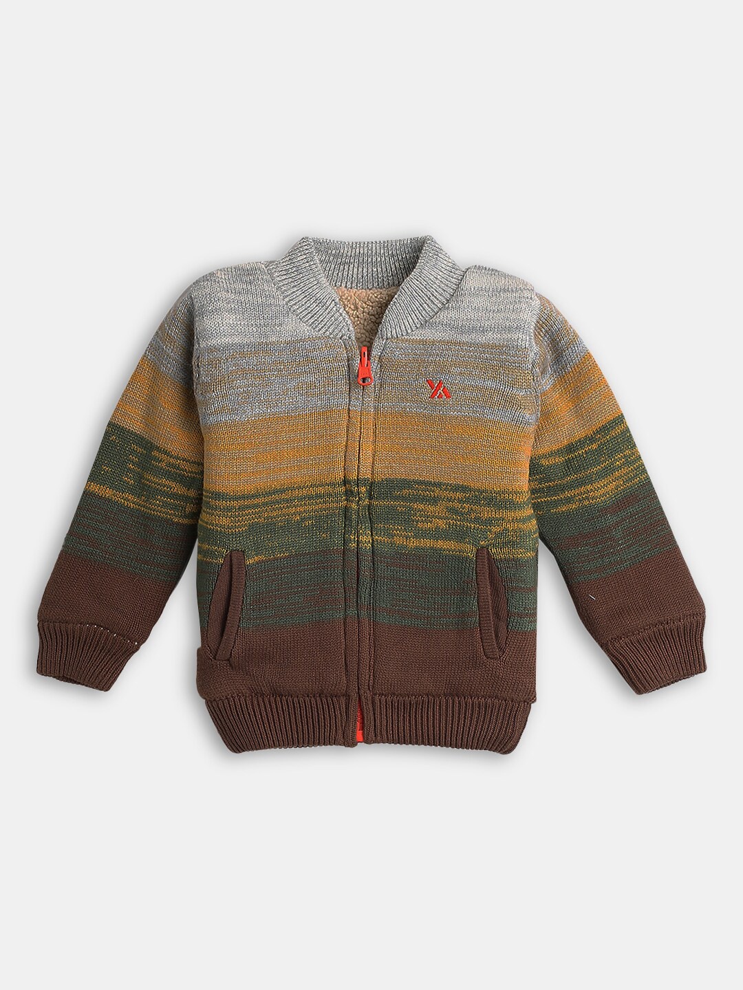 

Hopscotch Boys Brown & Grey Striped Cardigan Sweater
