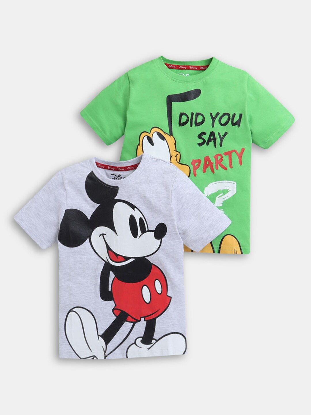 

Hopscotch Boys Grey & Green Pack Of 2 Mickey Mouse Printed T-shirt