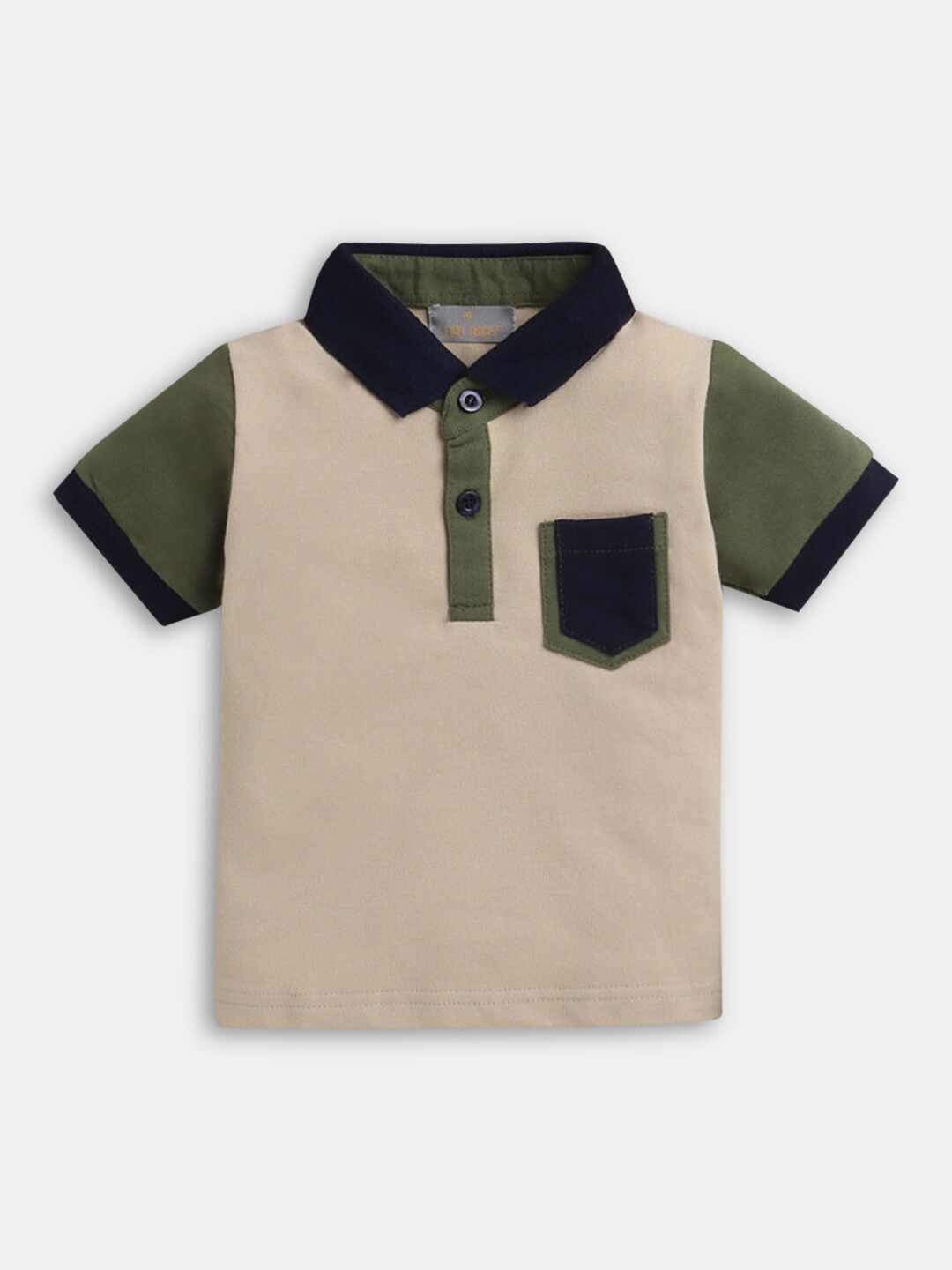 

Hopscotch Boys Grey & Green Colourblocked T-shirt