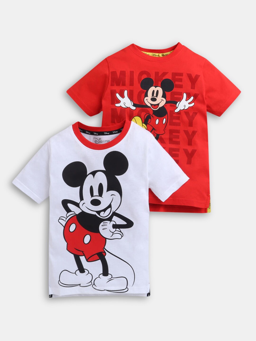 

Hopscotch Boys White & Red Pack Of 2 Mickey Mouse Printed T-shirt