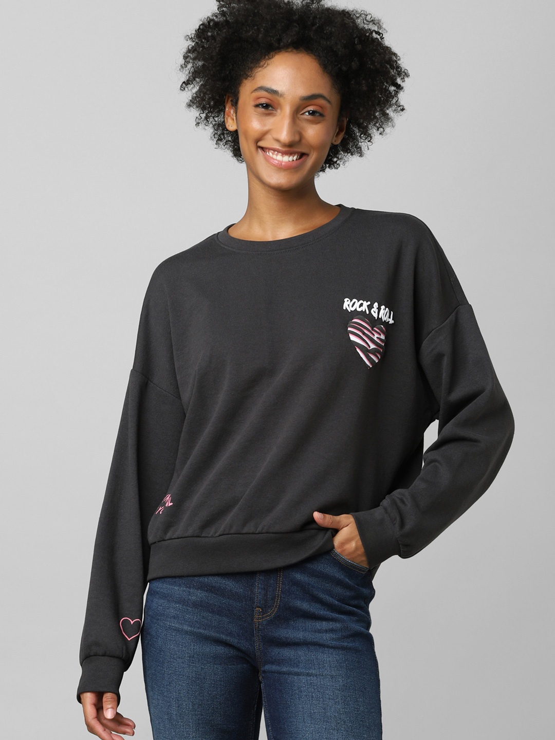 

ONLY Women Charcoal Sweatshirt