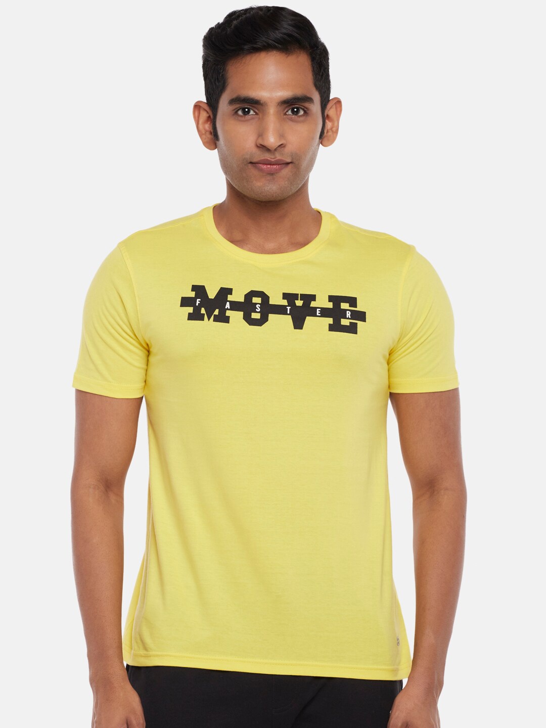

Ajile by Pantaloons Men Yellow Typography Printed Slim Fit T-shirt