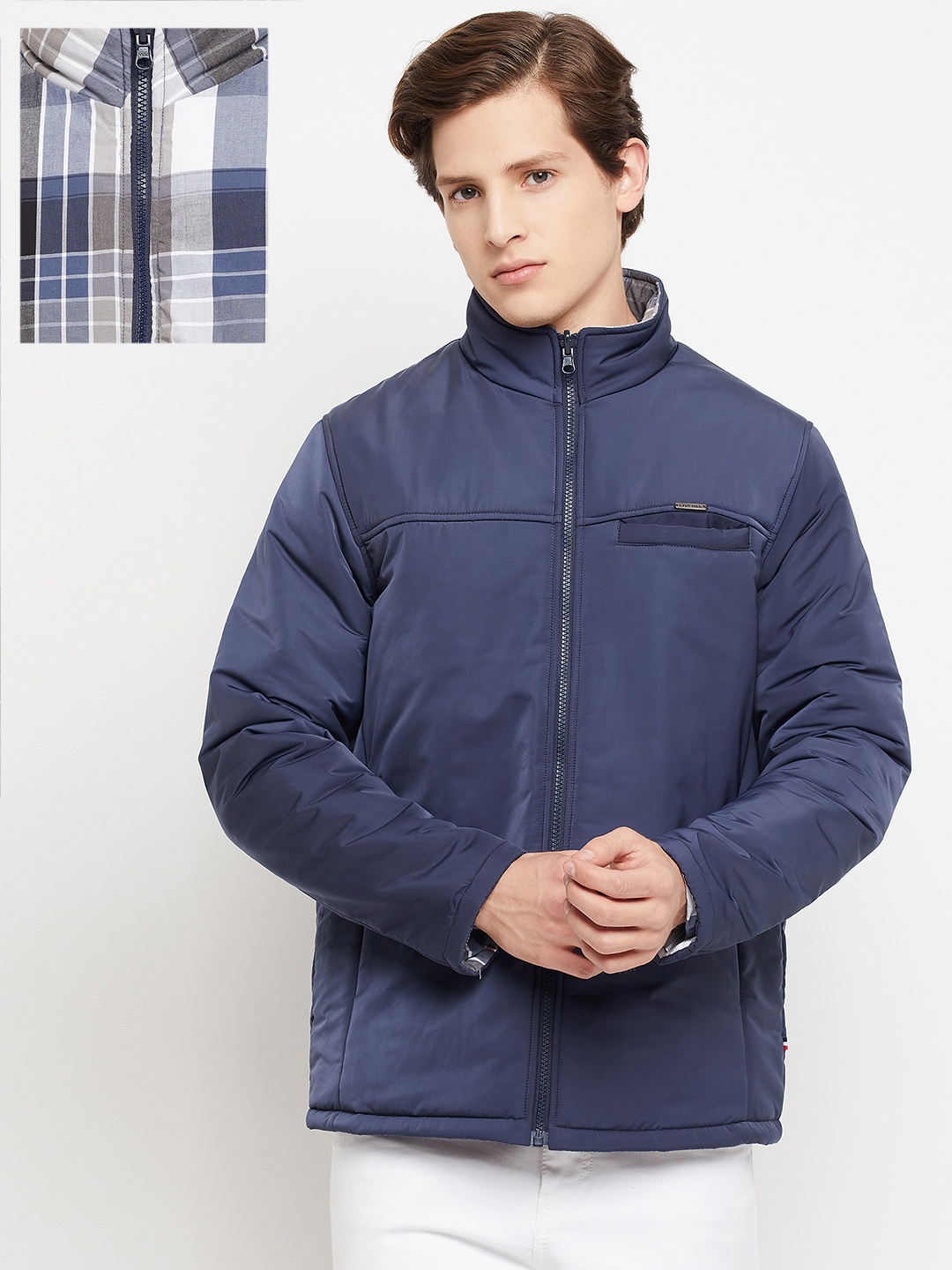 

NEVA Men Blue Solid Padded Jacket