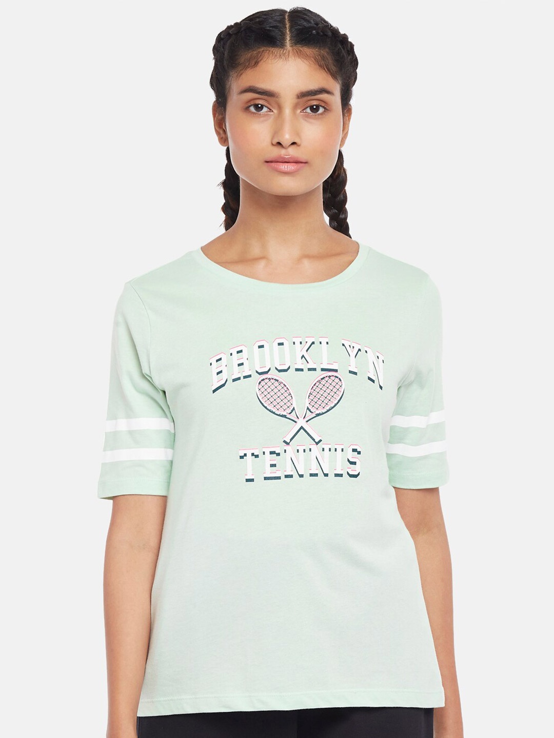

Ajile by Pantaloons Women Green Typography Printed T-shirt