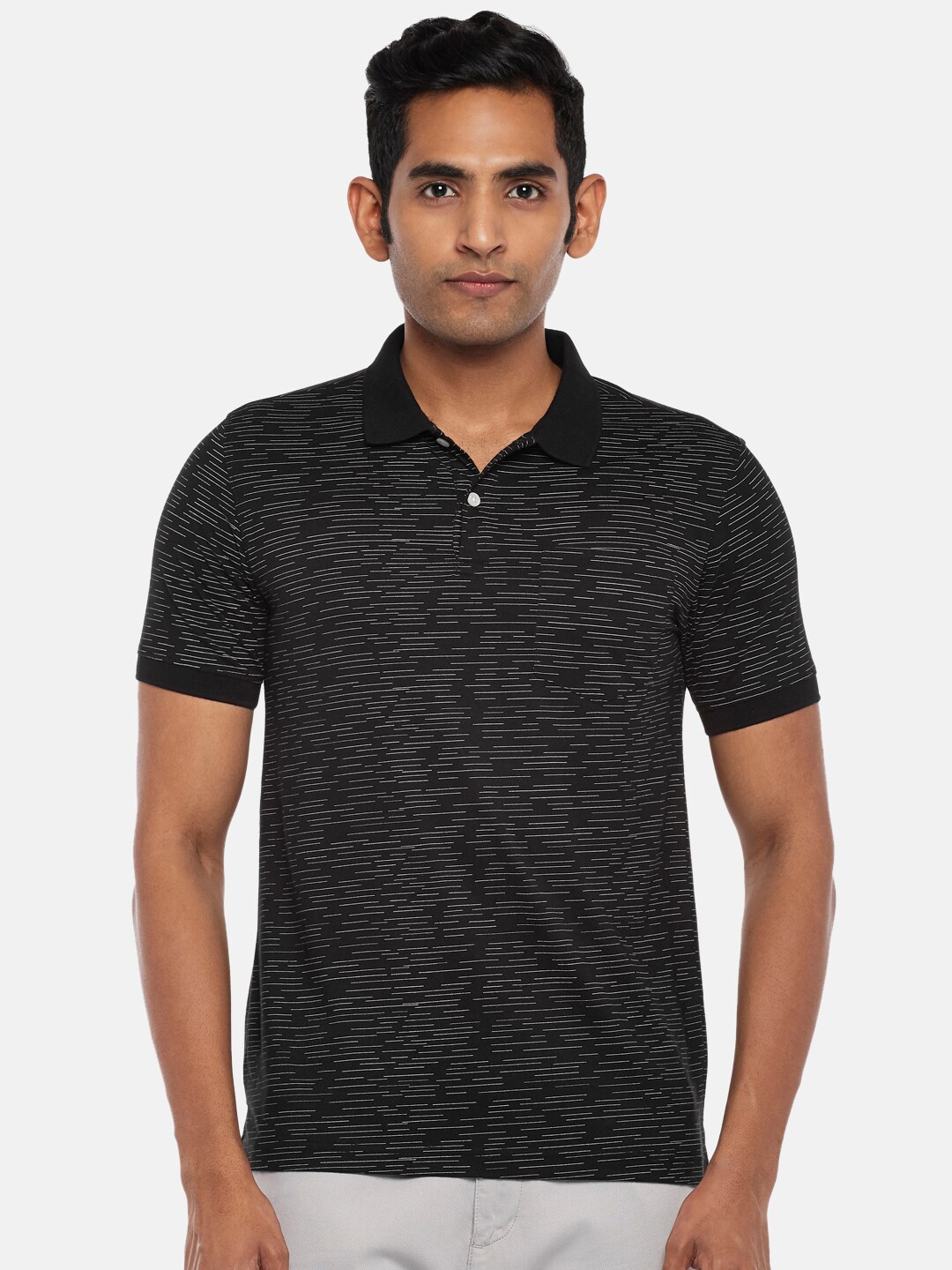 

BYFORD by Pantaloons Men Black Polo Collar Slim Fit T-shirt