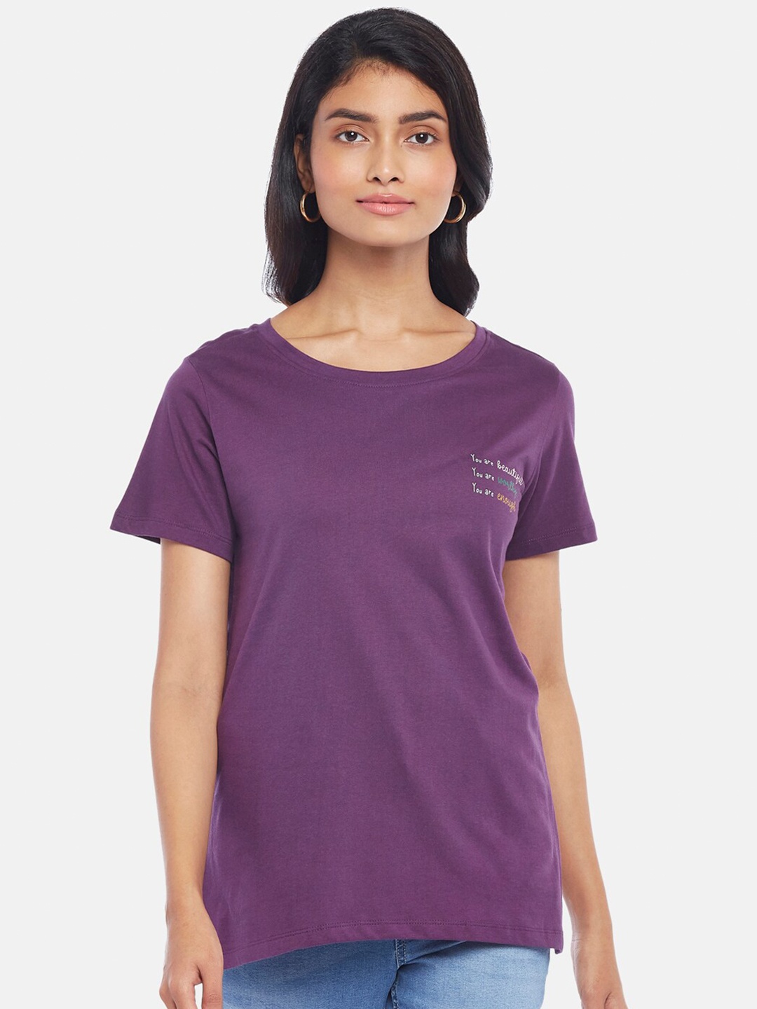 

Honey by Pantaloons Women Purple T-shirt
