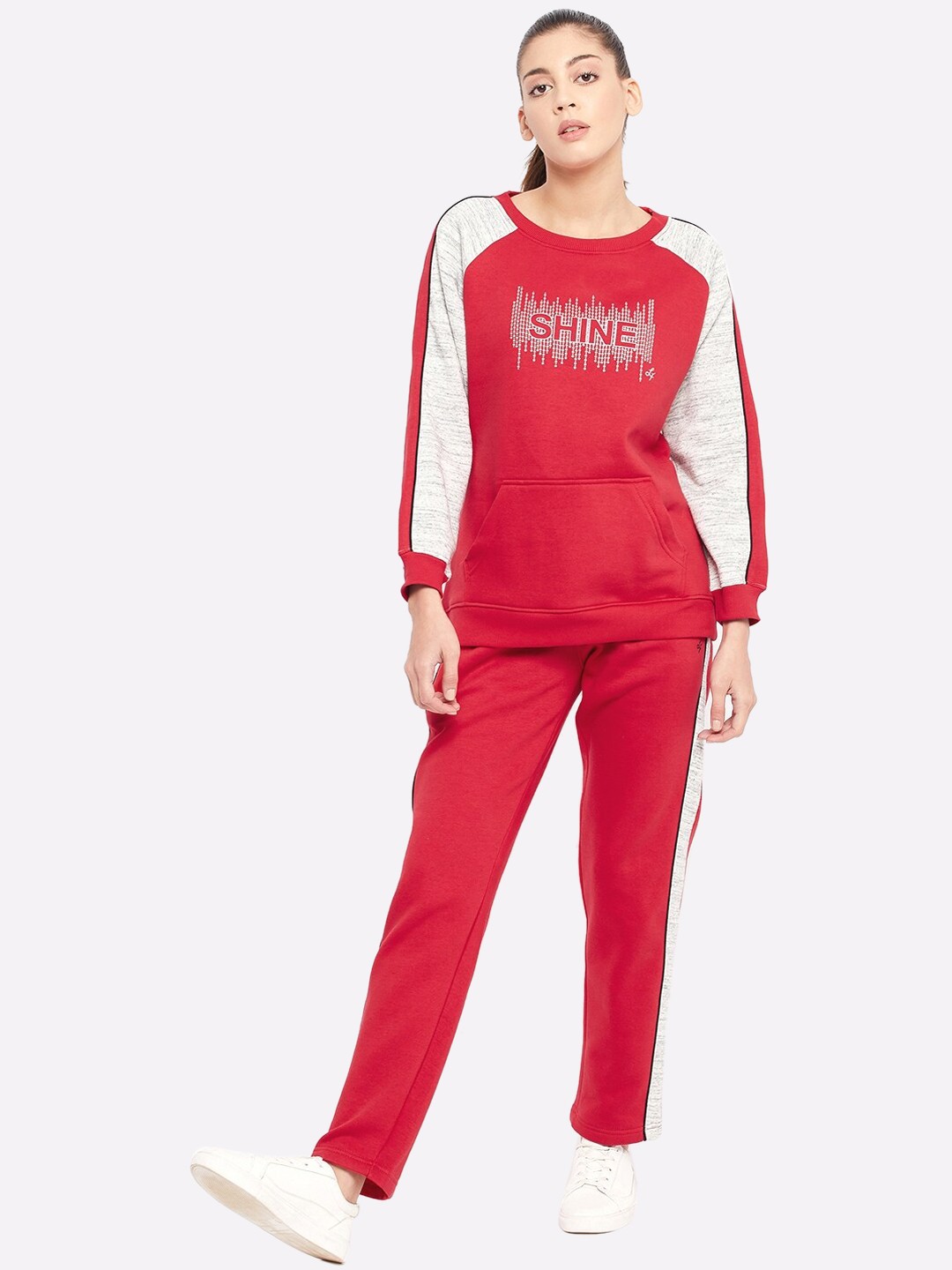 

NEVA Women Red & Grey Colorblocked Tracksuit