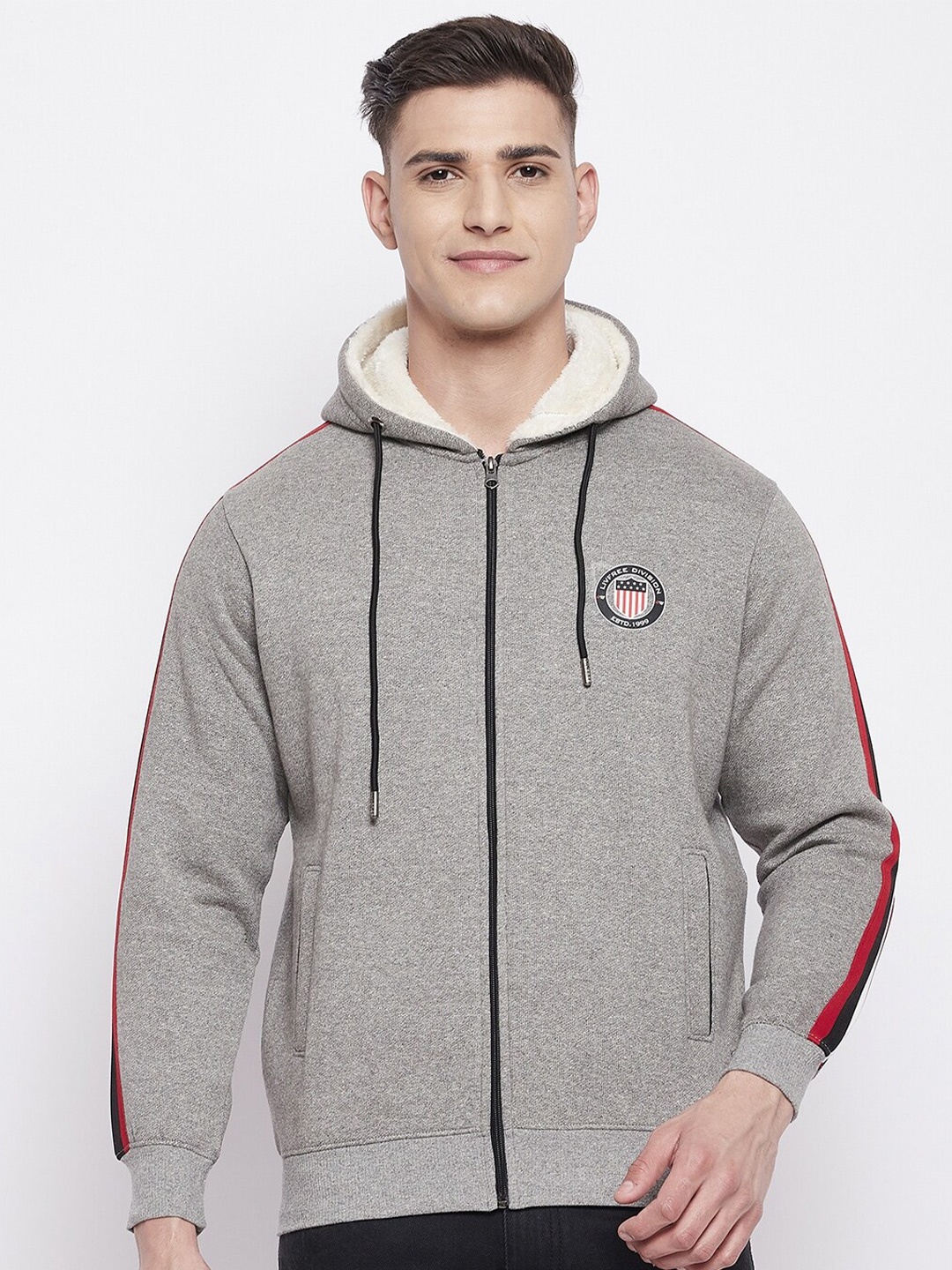 

NEVA Men Grey Hooded Sweatshirt