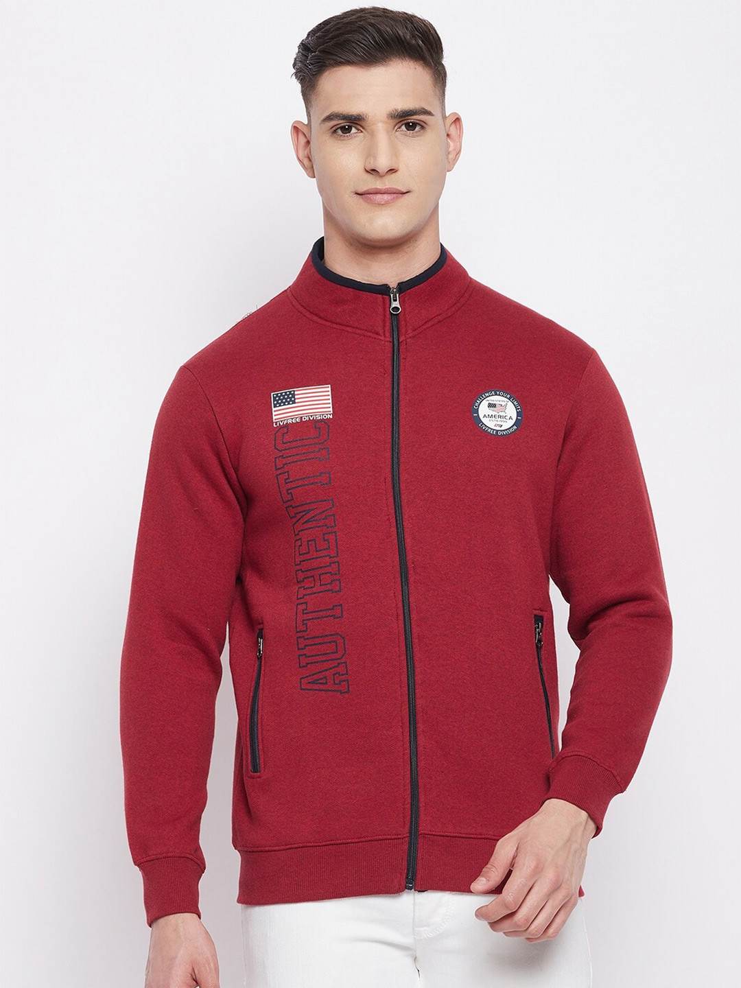 

NEVA Men Red Printed Cotton Sweatshirt