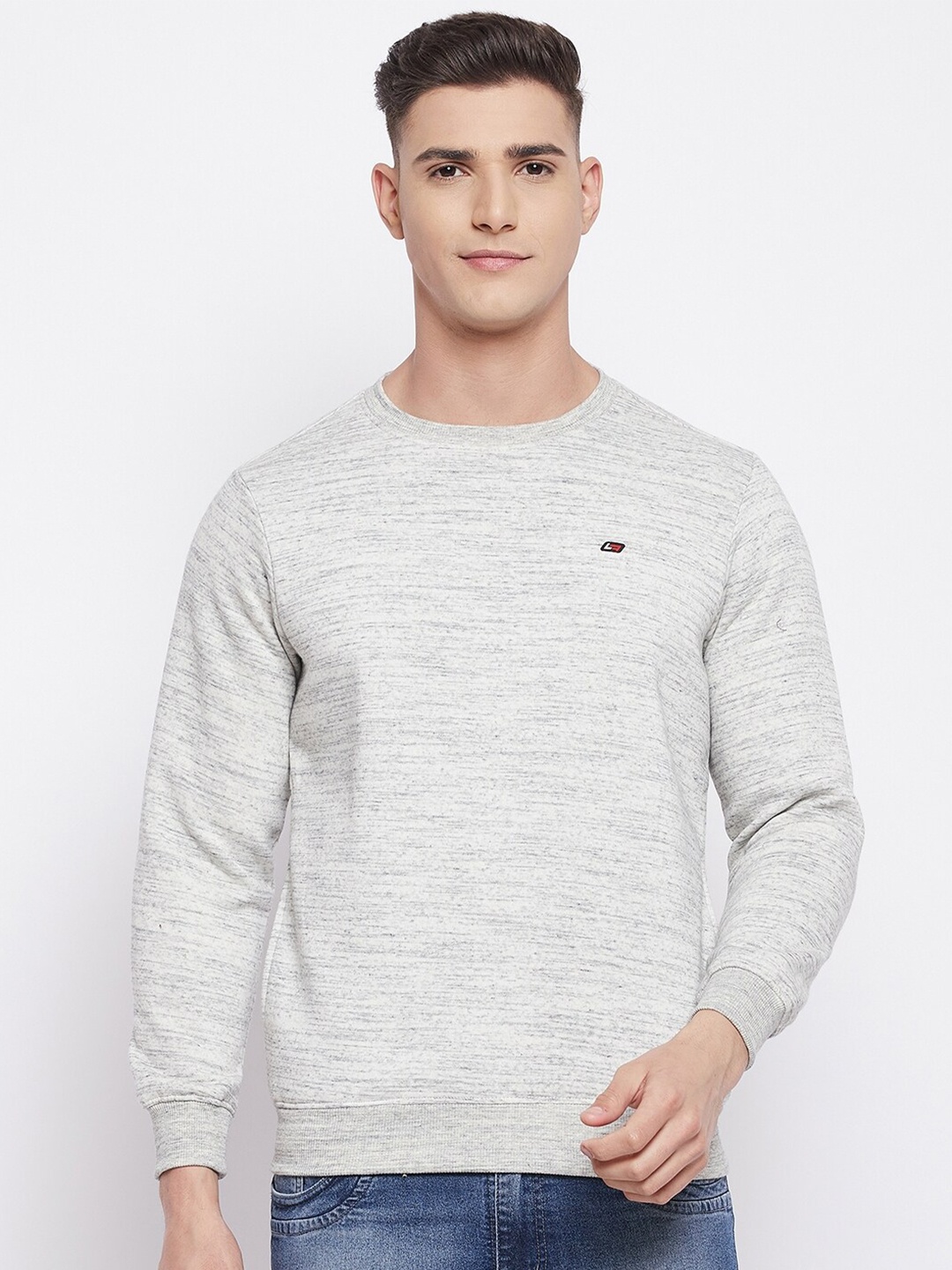

NEVA Men Grey Self Design Sweatshirt