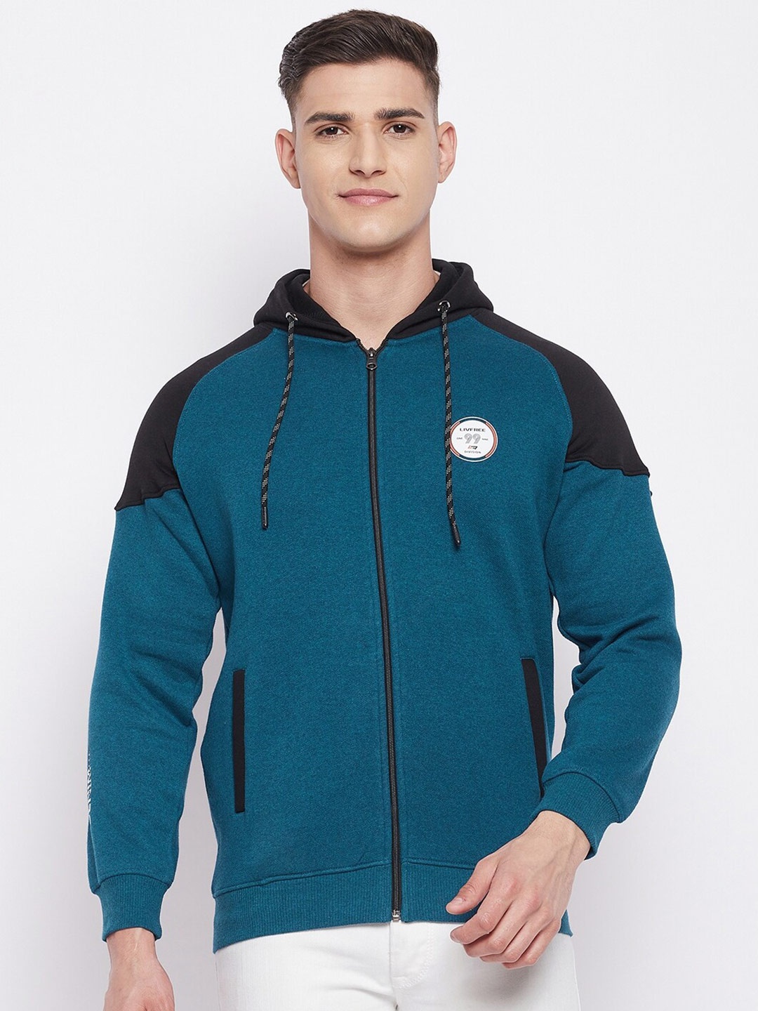 

NEVA Men Sea Green Hooded Sweatshirt