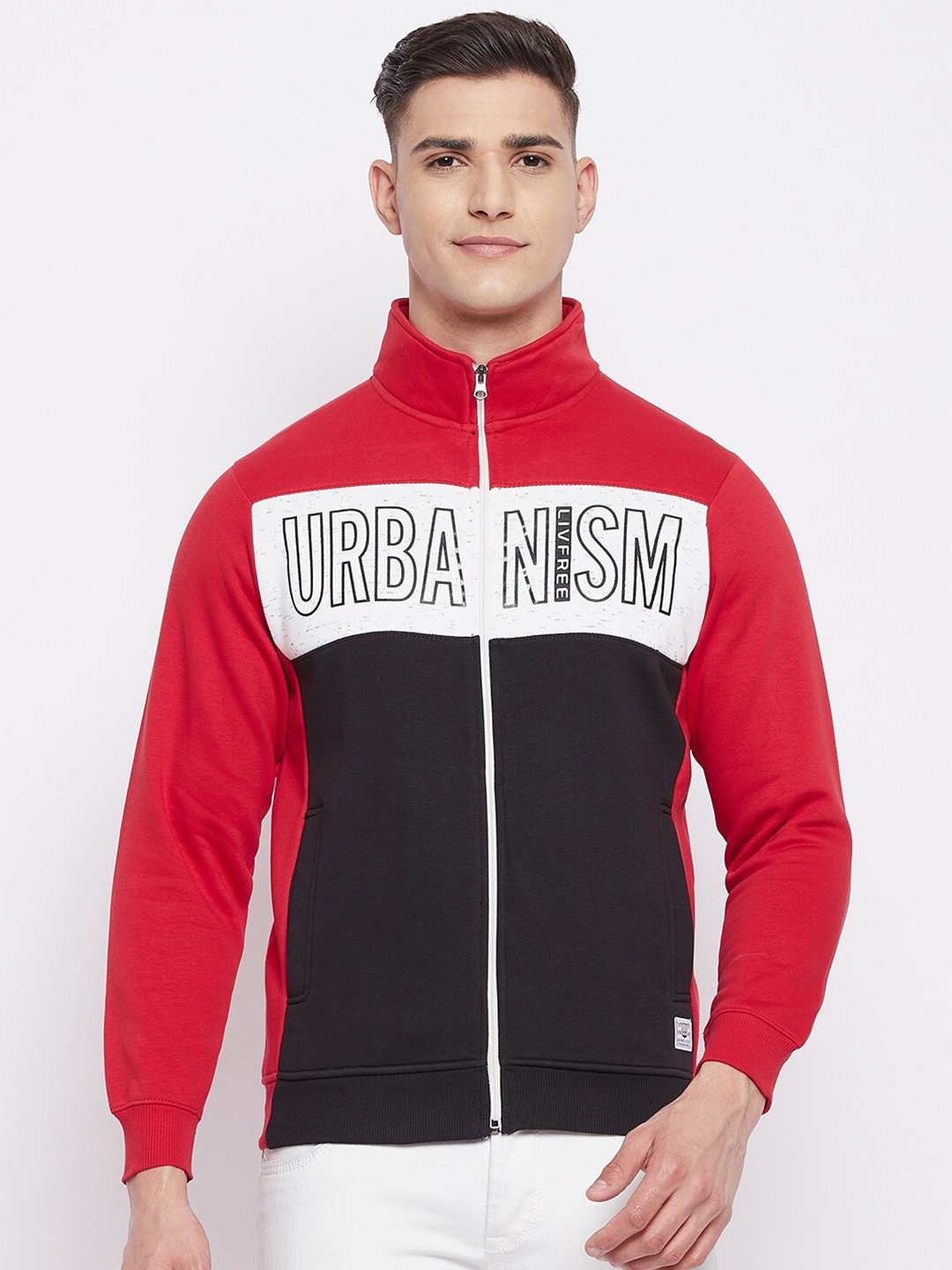 

NEVA Men Red Colourblocked Sweatshirt