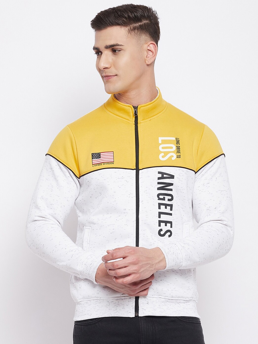 

NEVA Men Yellow Colourblocked Sweatshirt