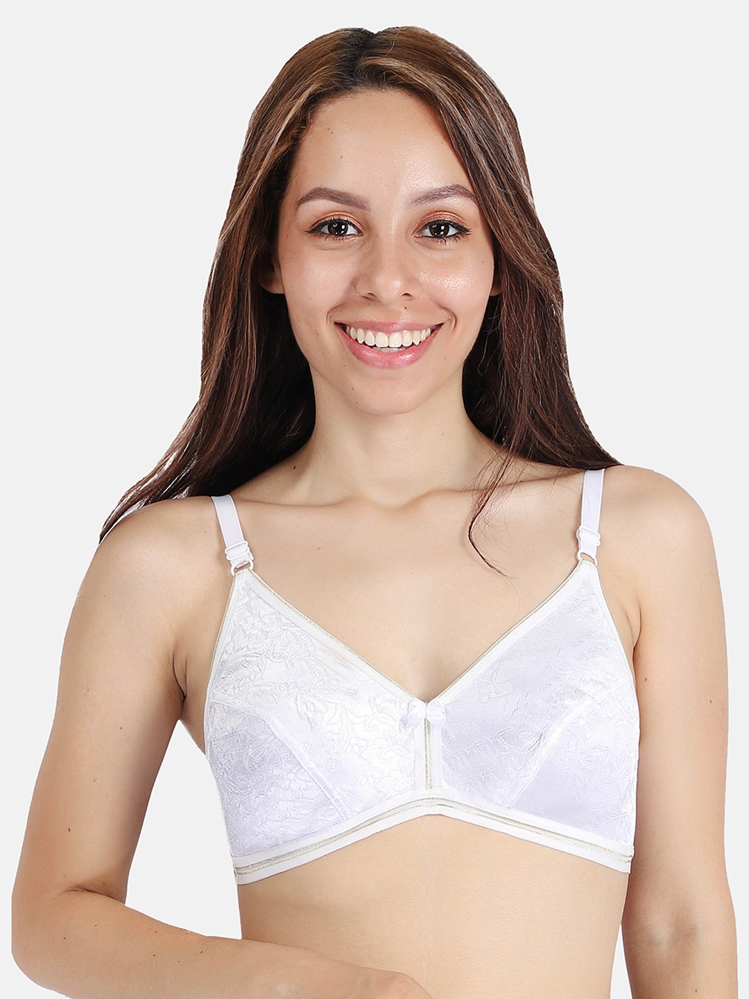 

LOTUSLEAF Women White Non-Padded Wire Free Regular Bra