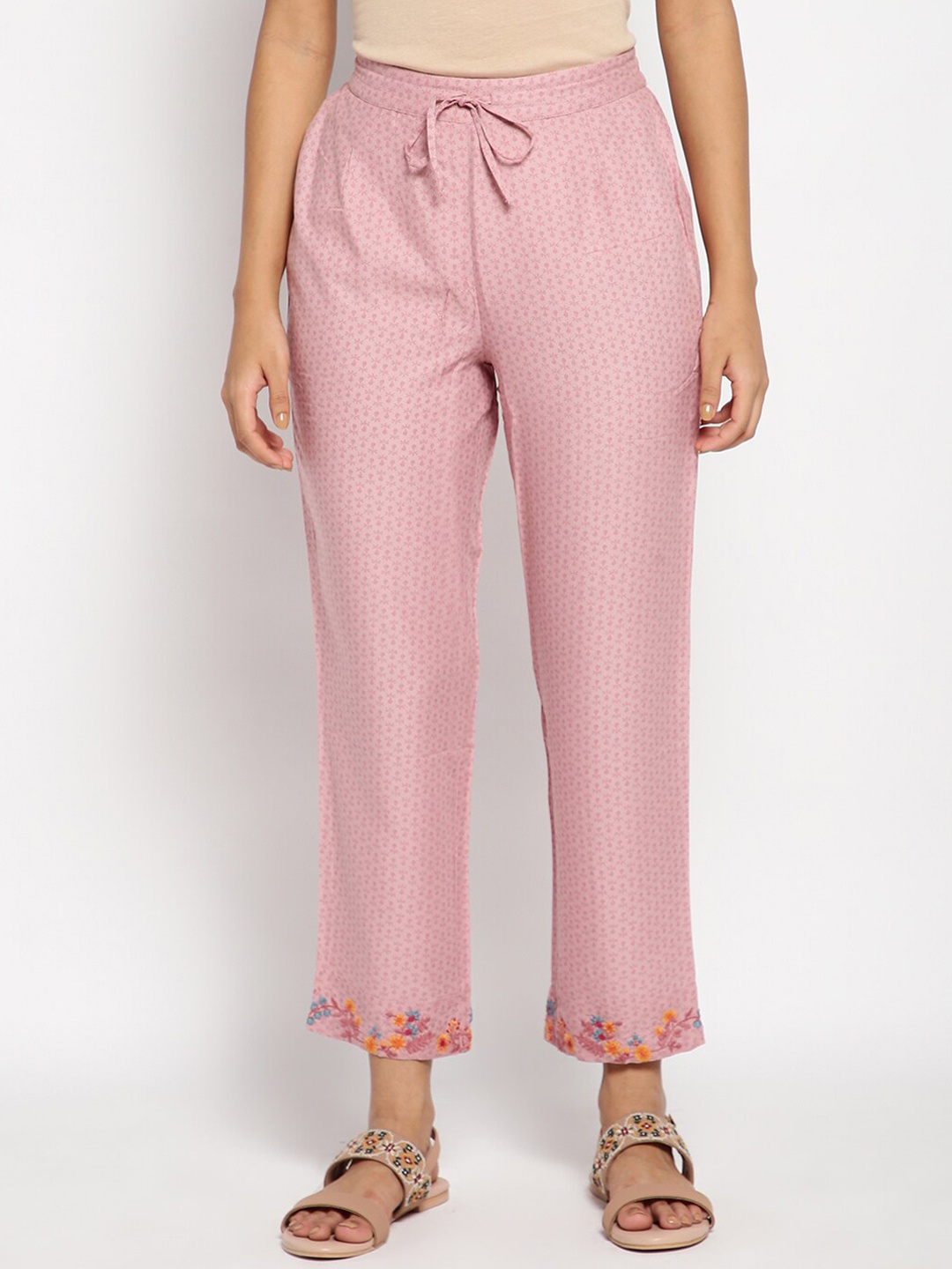 

W Women Pink Floral Printed Trouser
