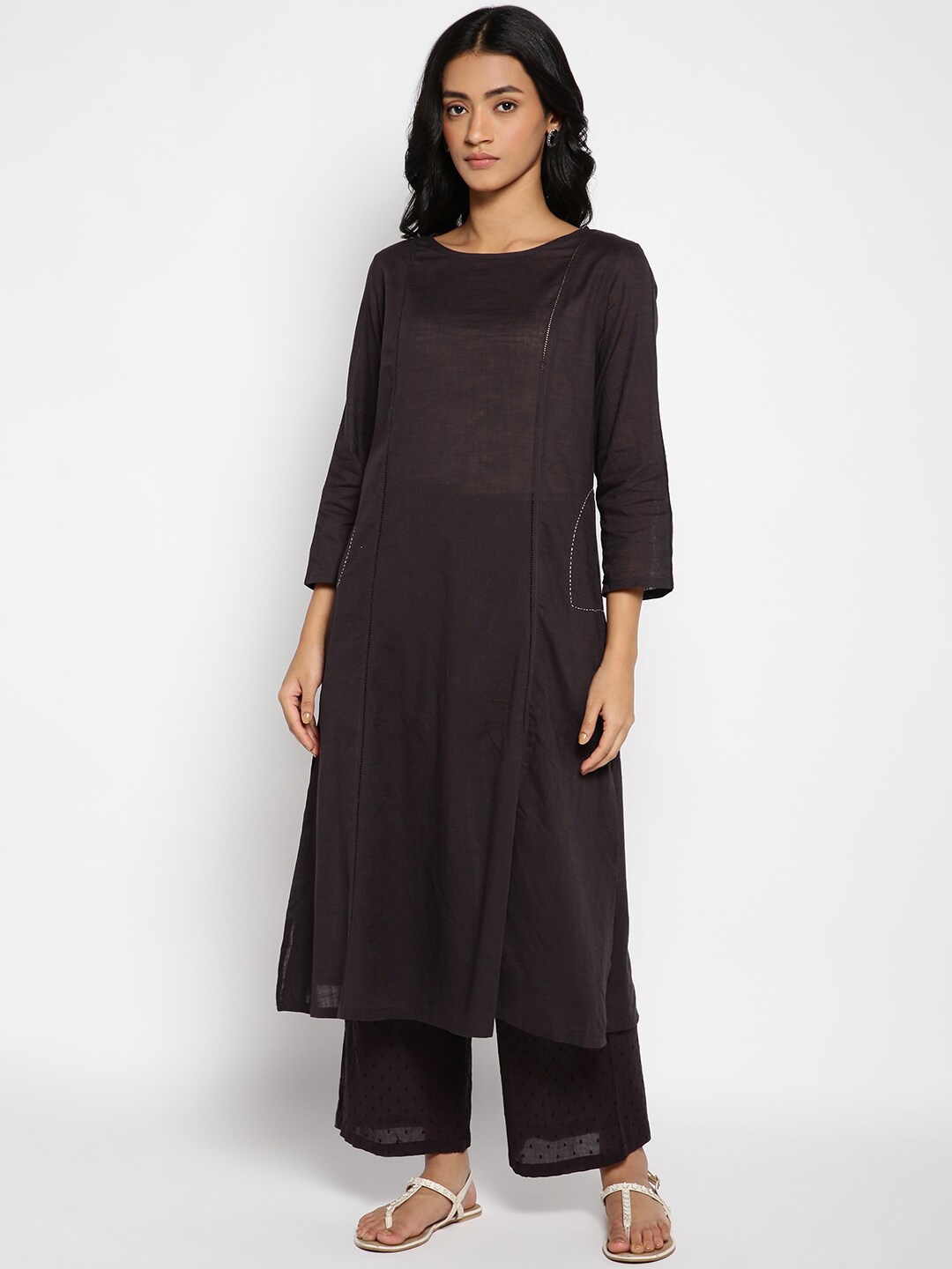 

W Straight Cotton Kurta, Brown